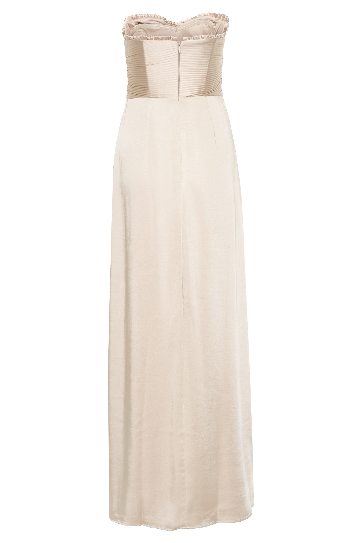 Larissa Satin Maxi Dress With Ruched Petals - Blush Gold #7
