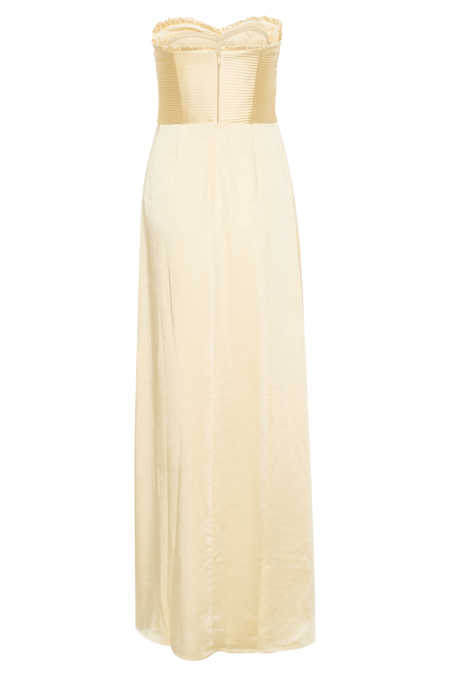 Larissa Satin Maxi Dress With Ruched Petals - Lemon