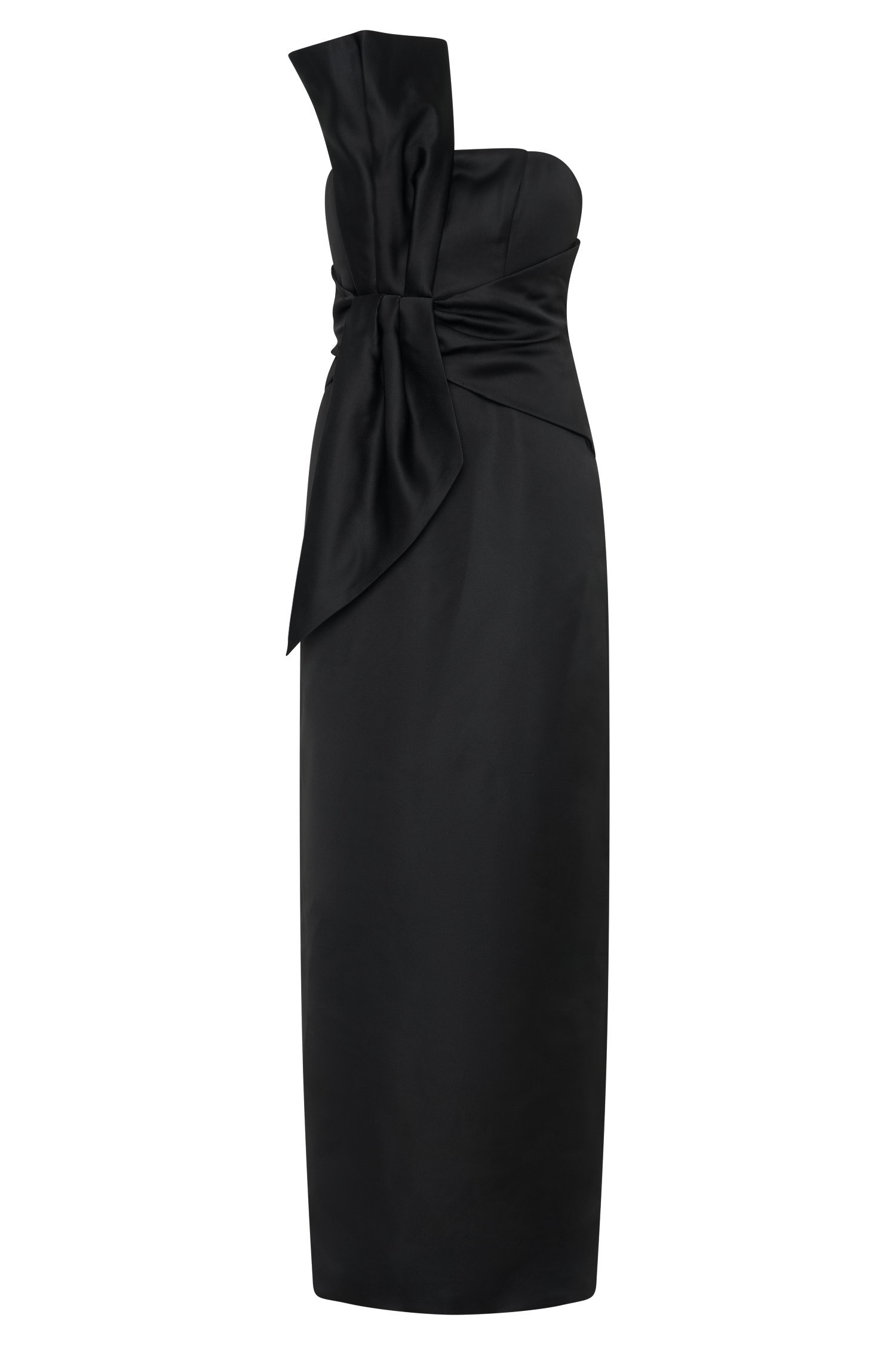 Cyrill Strapless Satin Structured Maxi Dress - Black #10