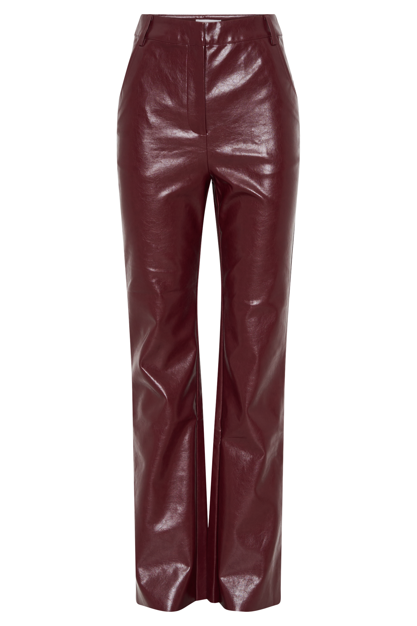 Tyra Straight Leg Faux Leather Pants - Cherry Red