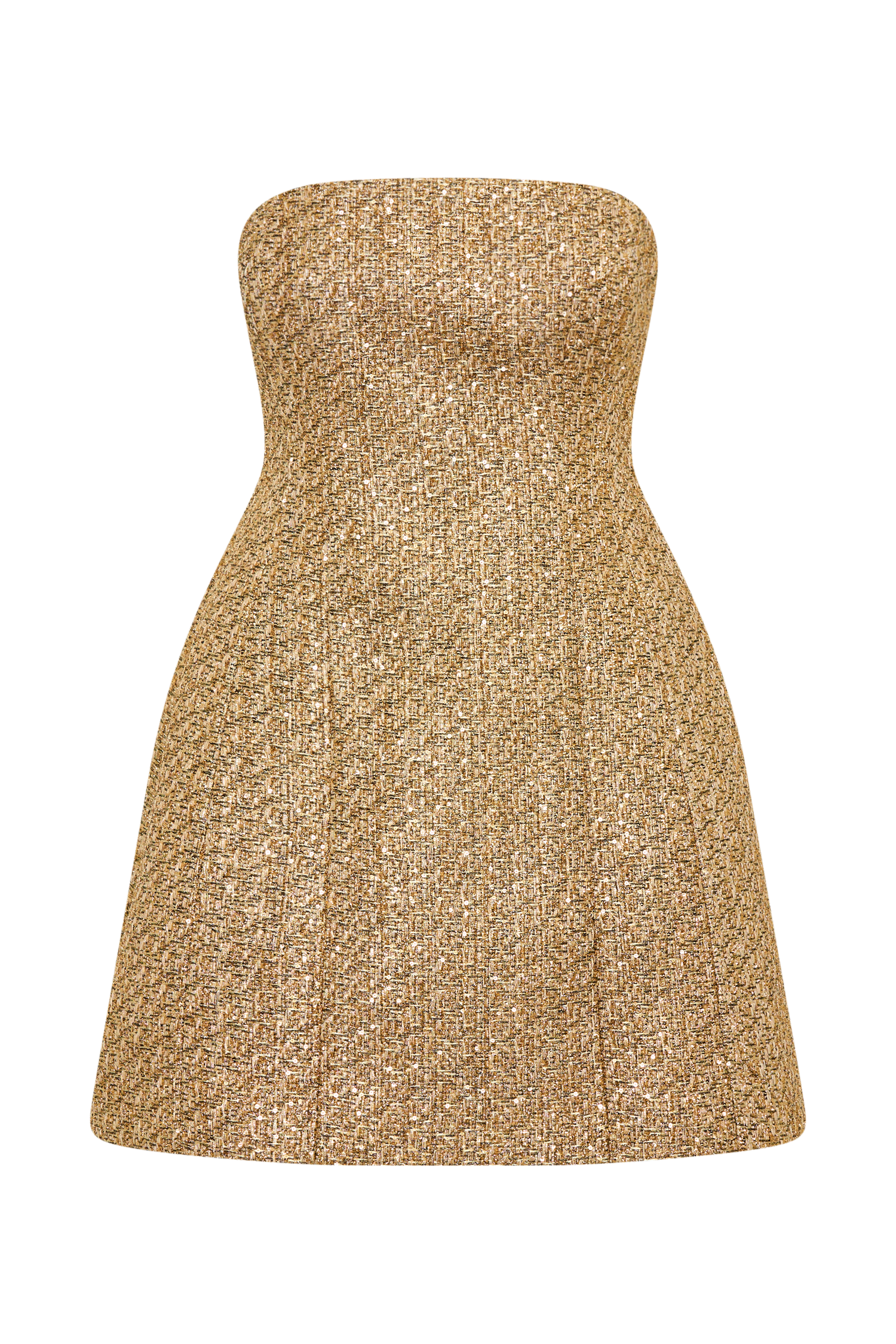 Gala Strapless Tweed Mini Dress - Gold #12