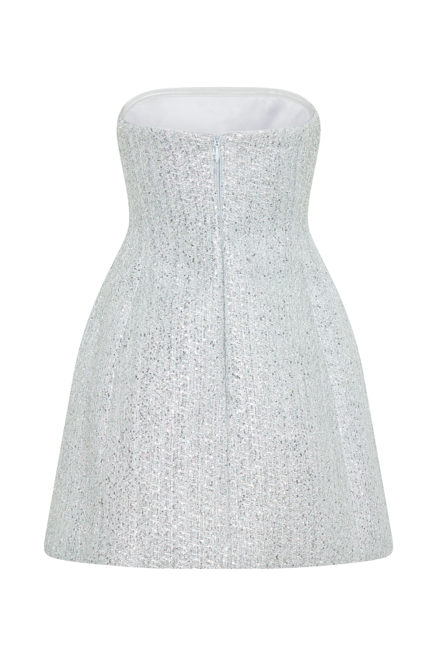 Gala Strapless Tweed Mini Dress - Silver #8