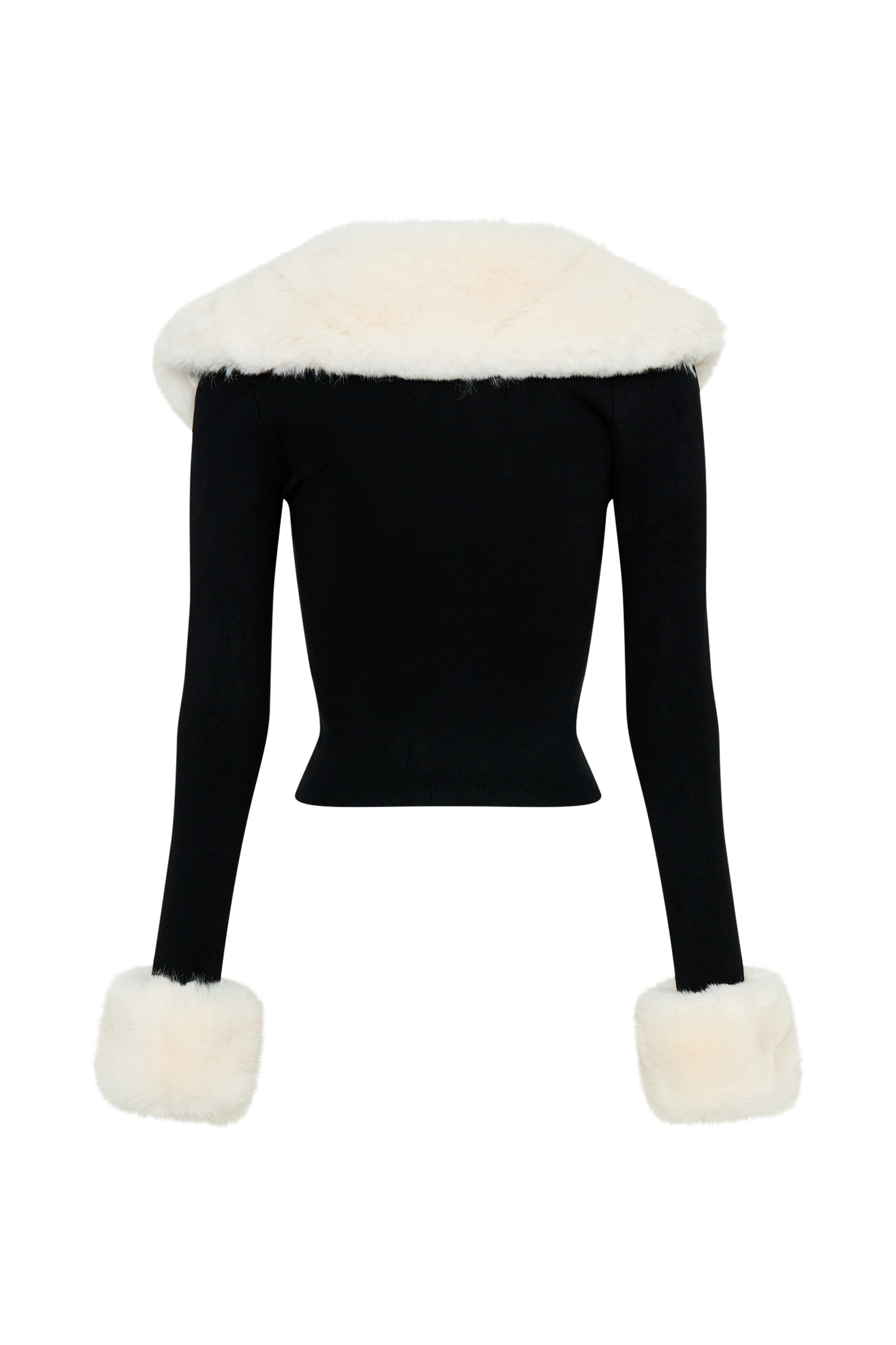 Cressida Faux Fur Knit Long Sleeve Top - Black/White