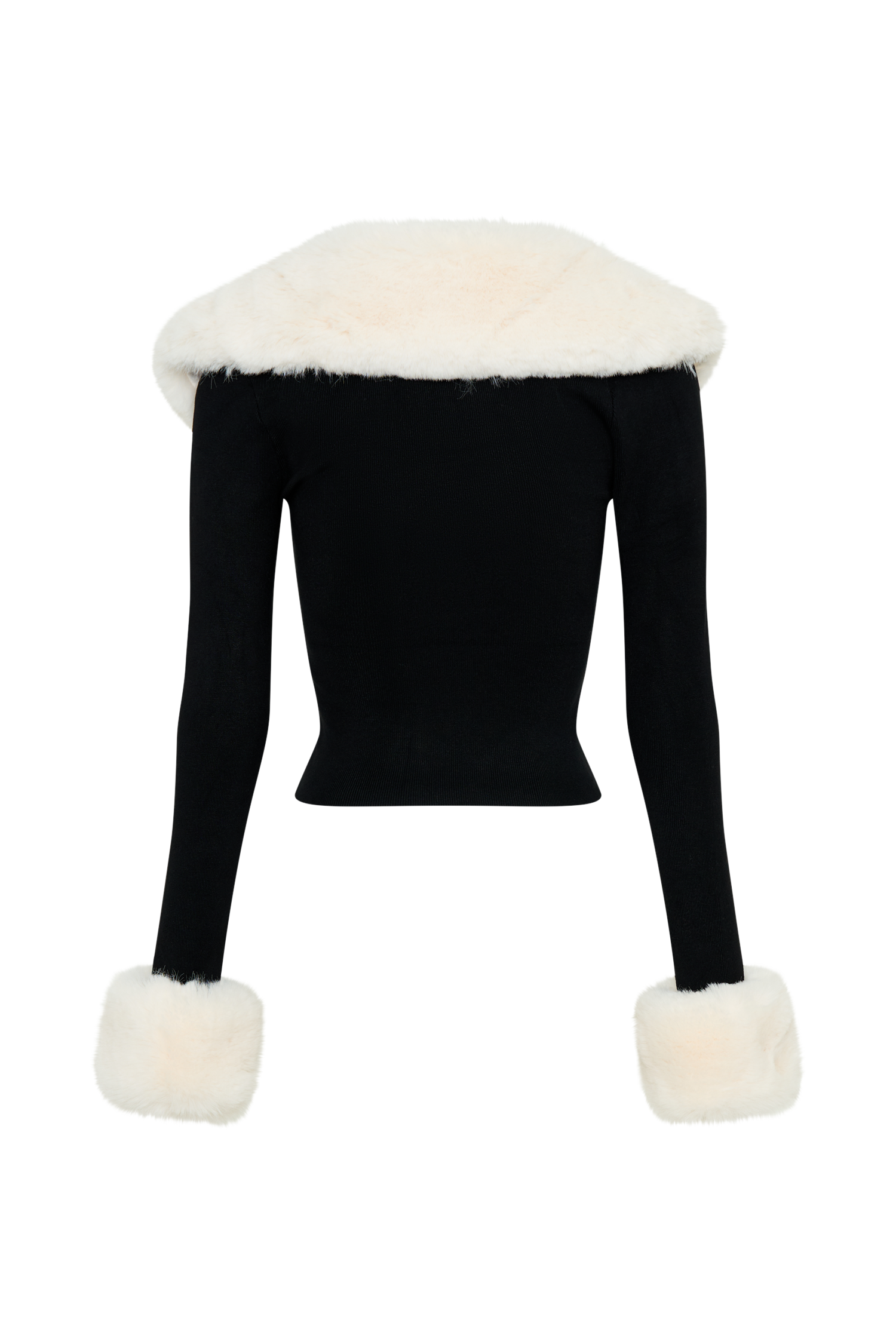 Cressida Faux Fur Knit Long Sleeve Top - Black/White #6