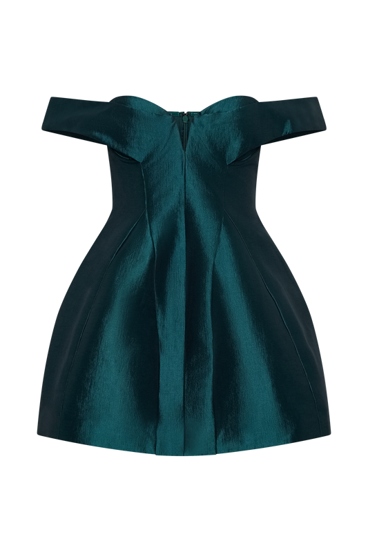 Diana Off Shoulders Mini Dress - Deep Emerald