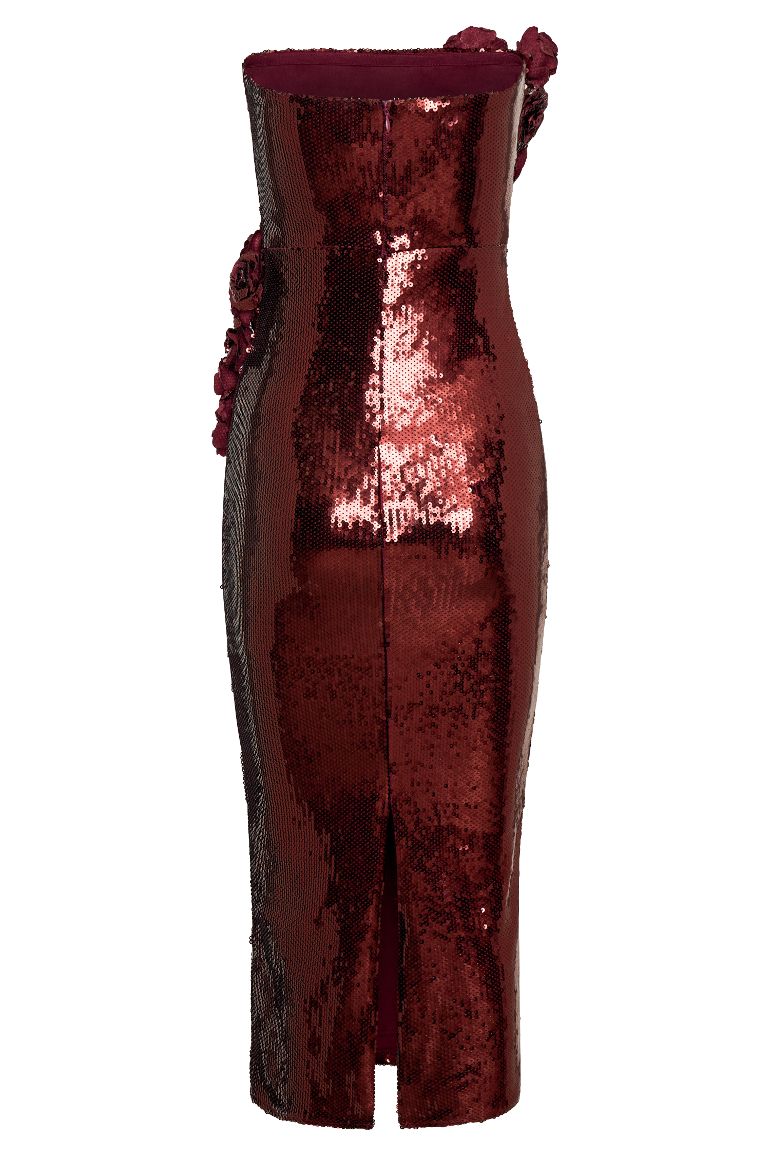 Cassia Strapless Sequin Rose Midi Dress - Mahogany #7