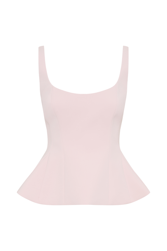 Korrie Suiting Peplum Top - Powder Pink