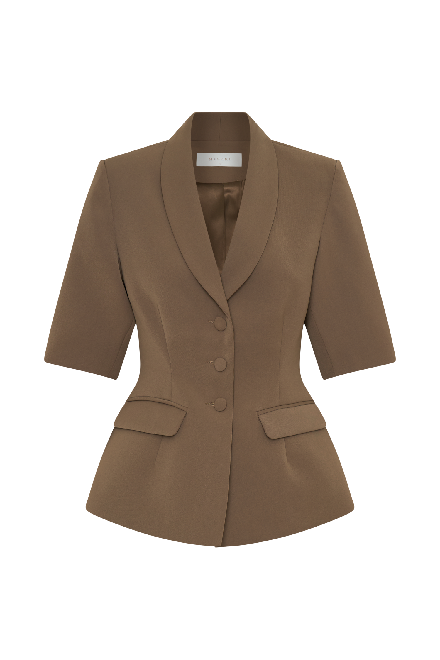 Opal Puff Sleeve Suiting Top - Cacao Brown #9