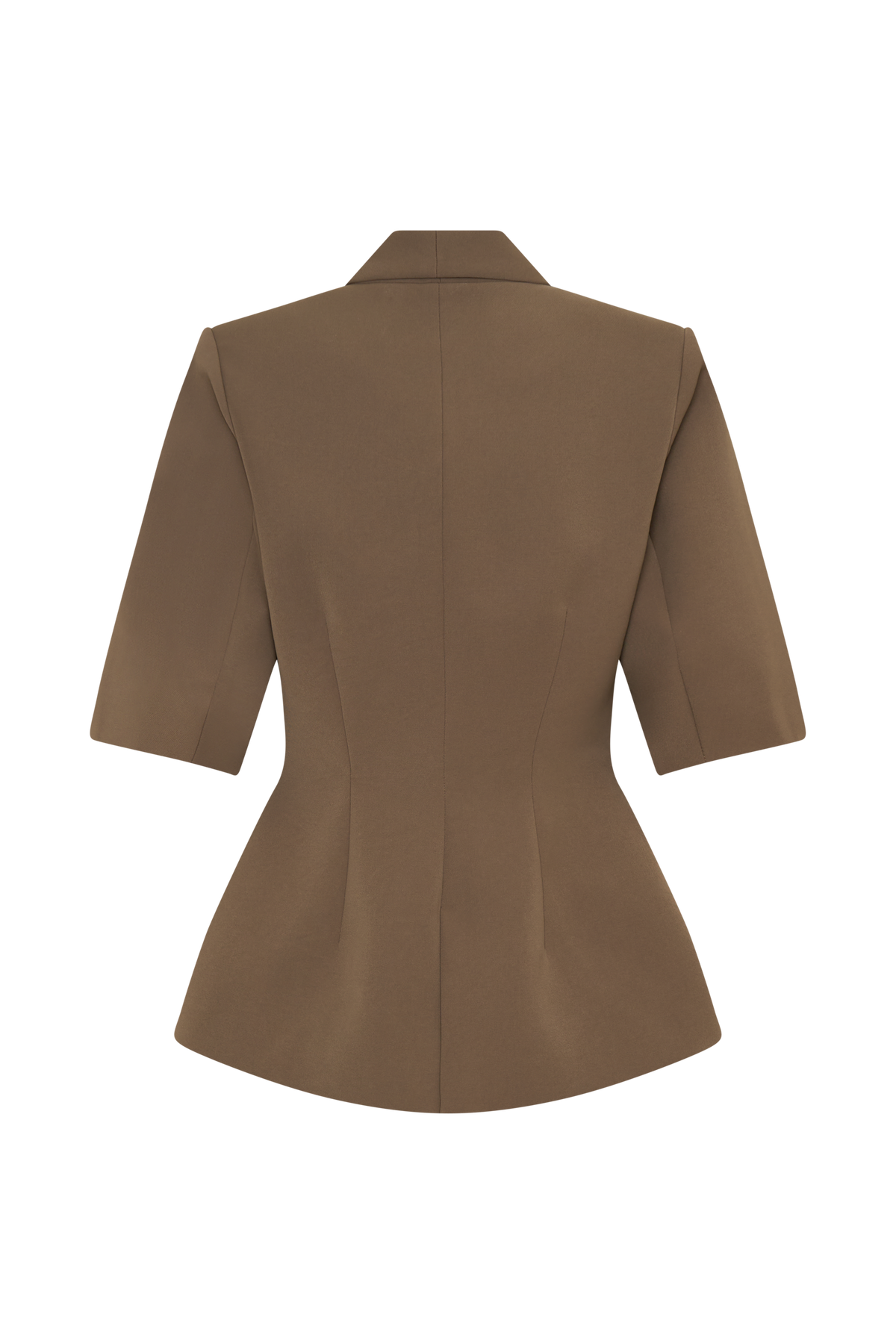 Opal Puff Sleeve Suiting Top - Cacao Brown #8