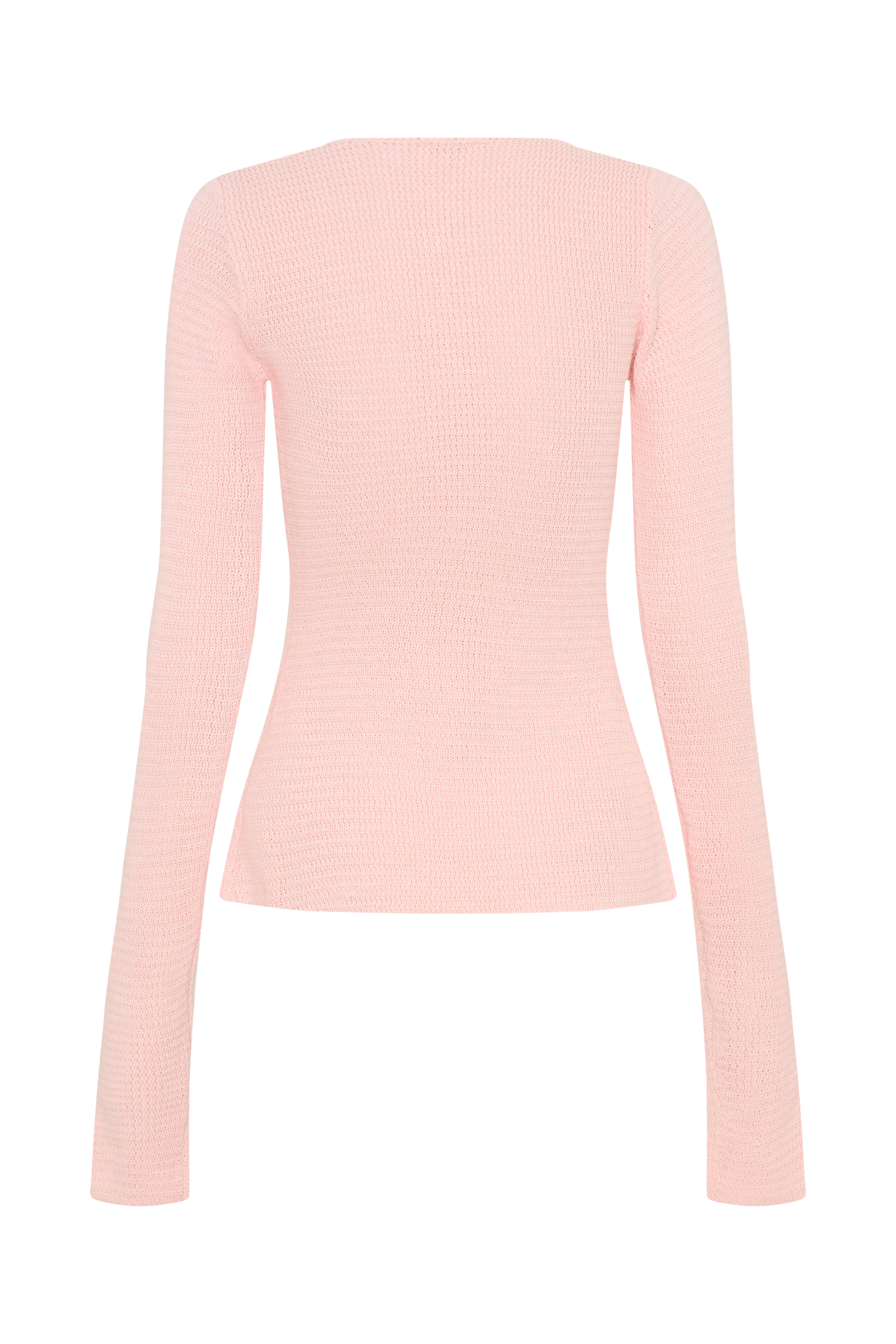 Noah Knit Tie Long Sleeve Top - Baby Pink