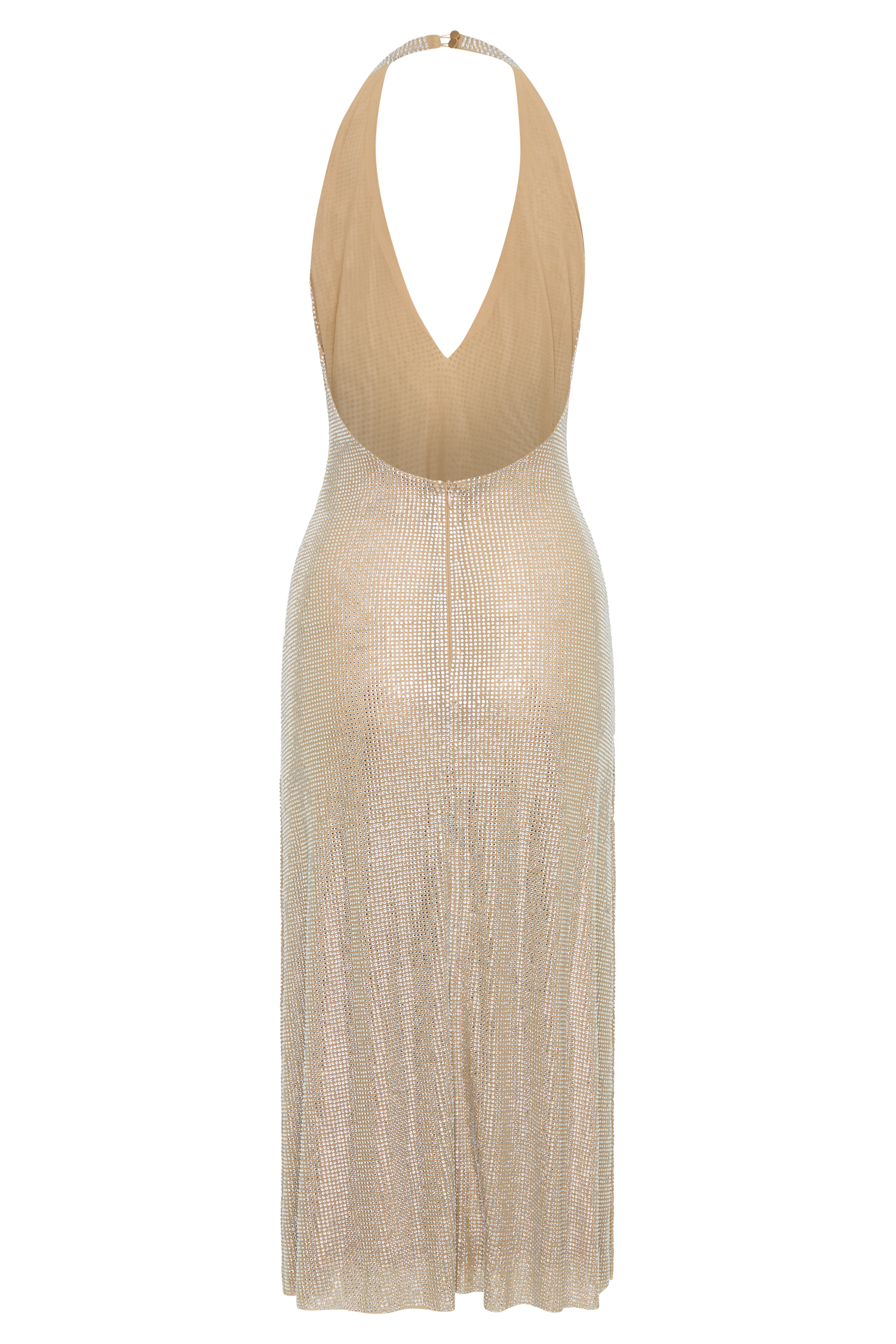 Genie Diamante Halter Midi Dress - Nude #8