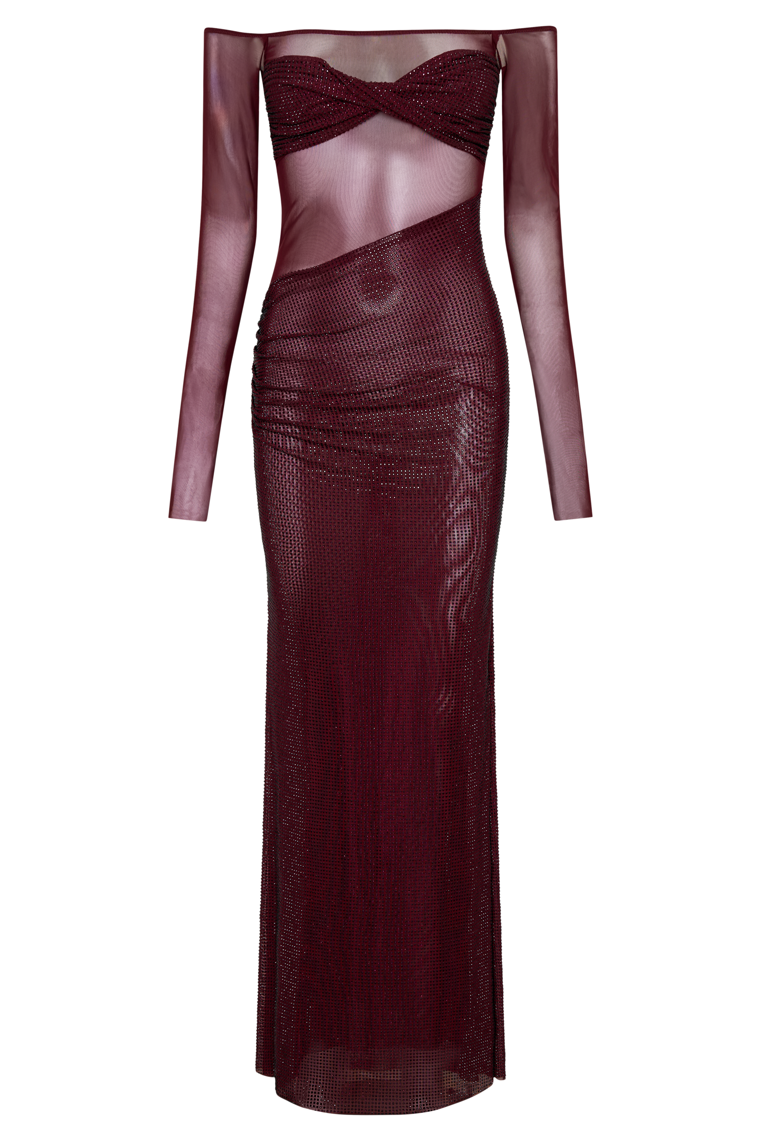 Nash Diamante Off Shoulder Maxi Dress - Mahogany #10