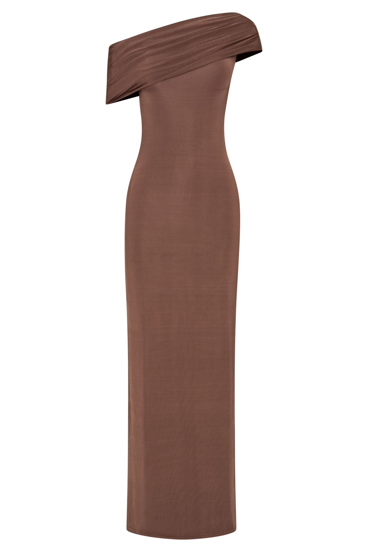 Cassandra Off Shoulder Slinky Maxi Dress - Chocolate #10
