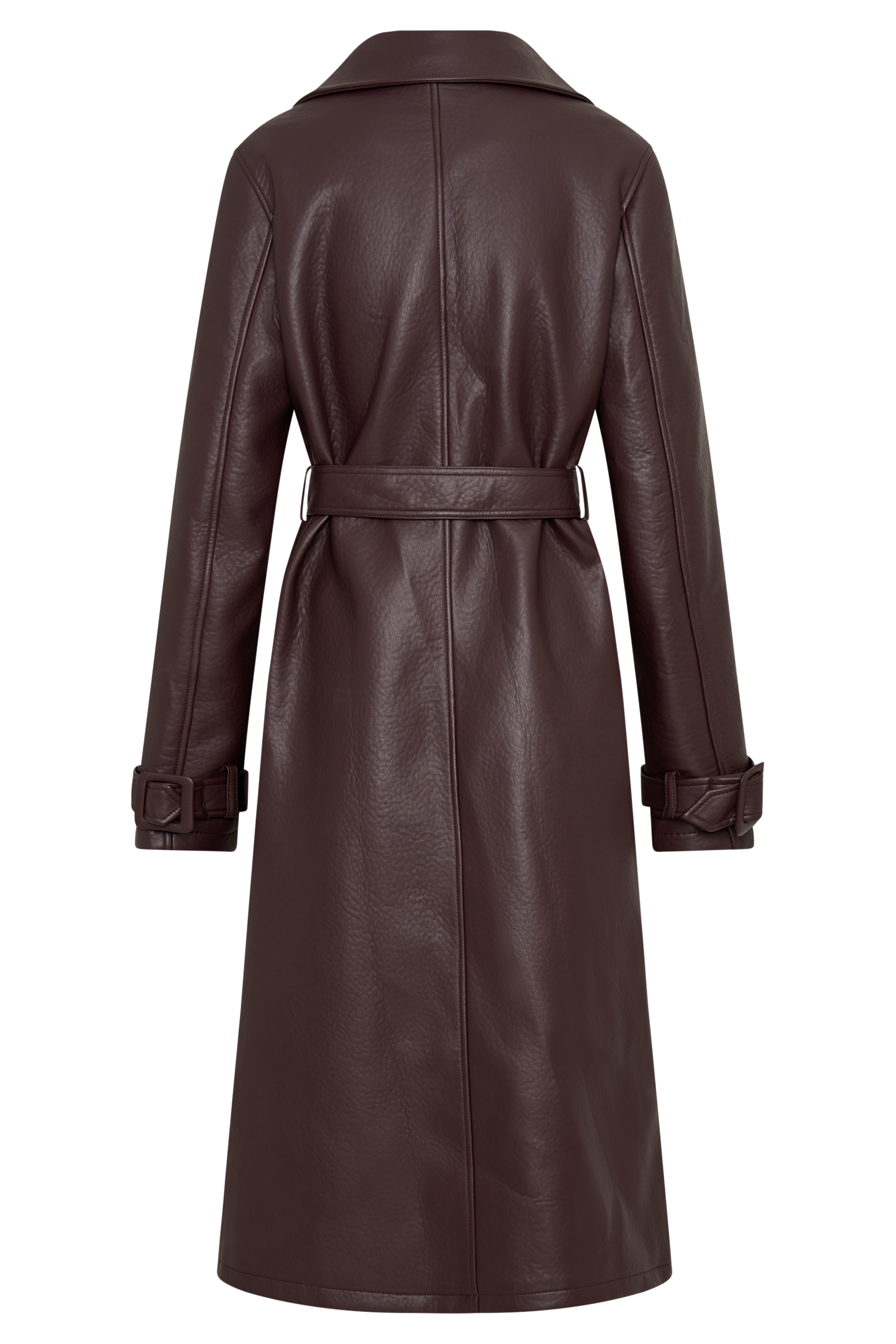 Tarah Faux Leather Trench Coat - Cacao Brown #9