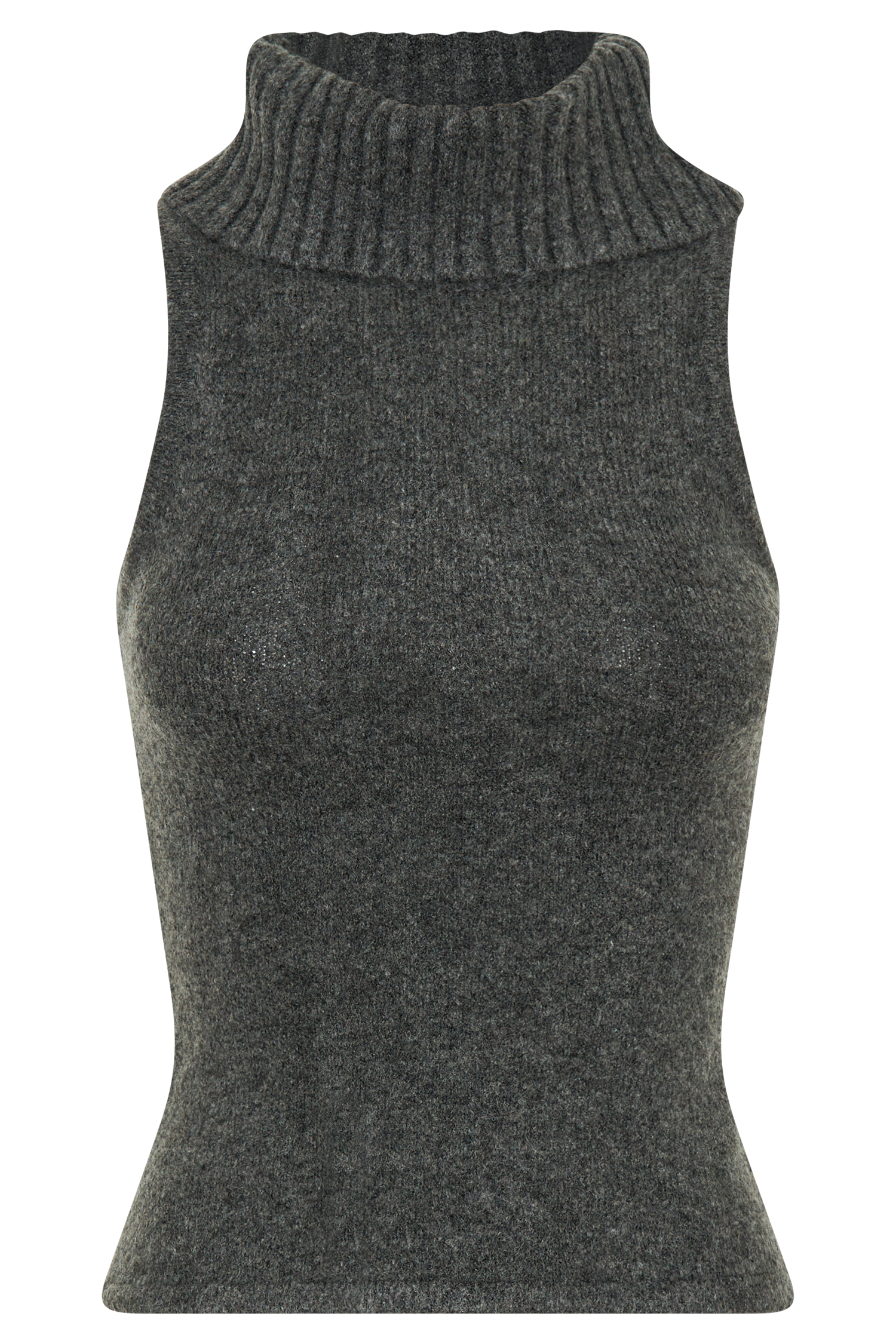 Elise Roll Neck Knit Top - Charcoal Marle #10