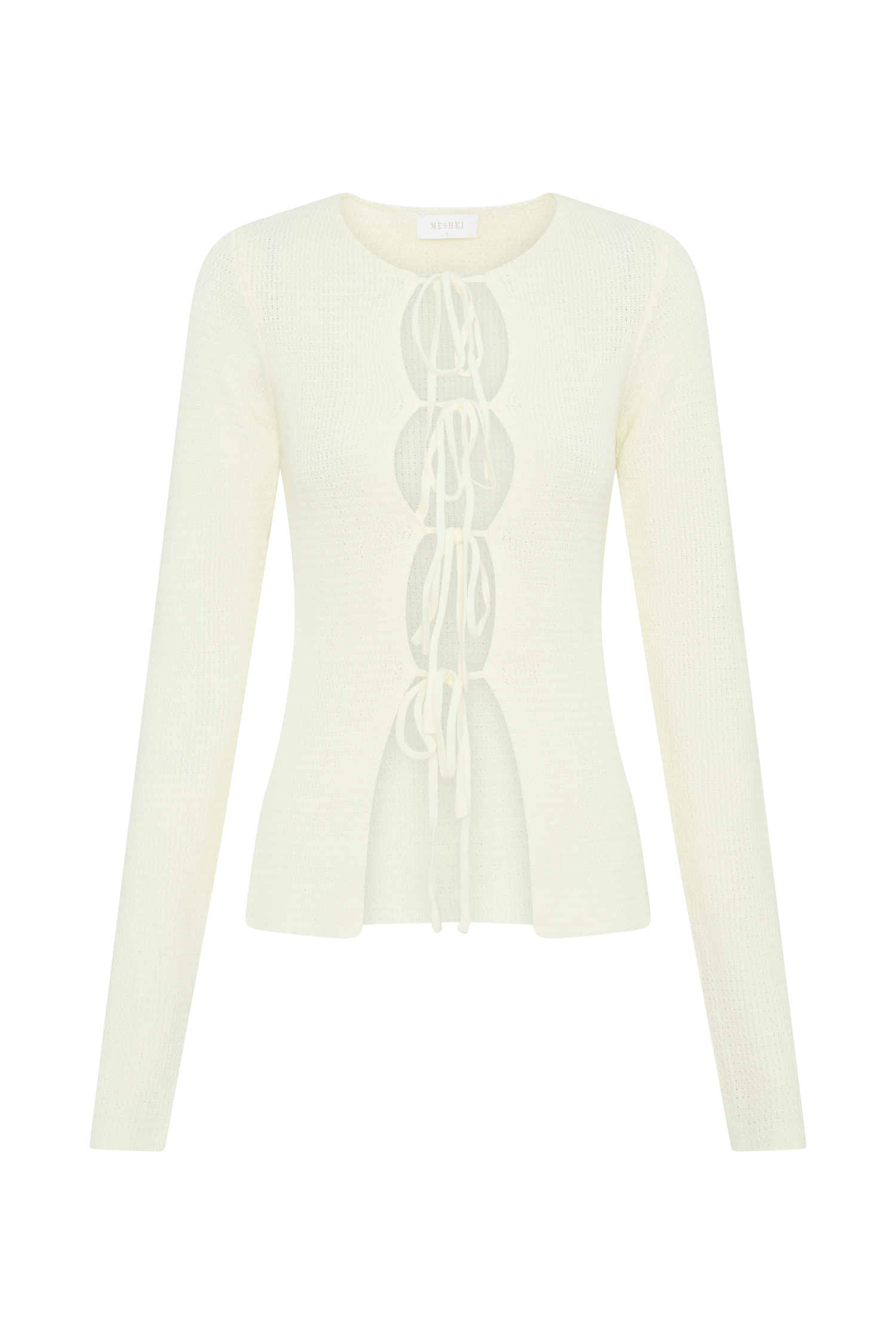 Noah Knit Tie Long Sleeve Top - Ivory #8