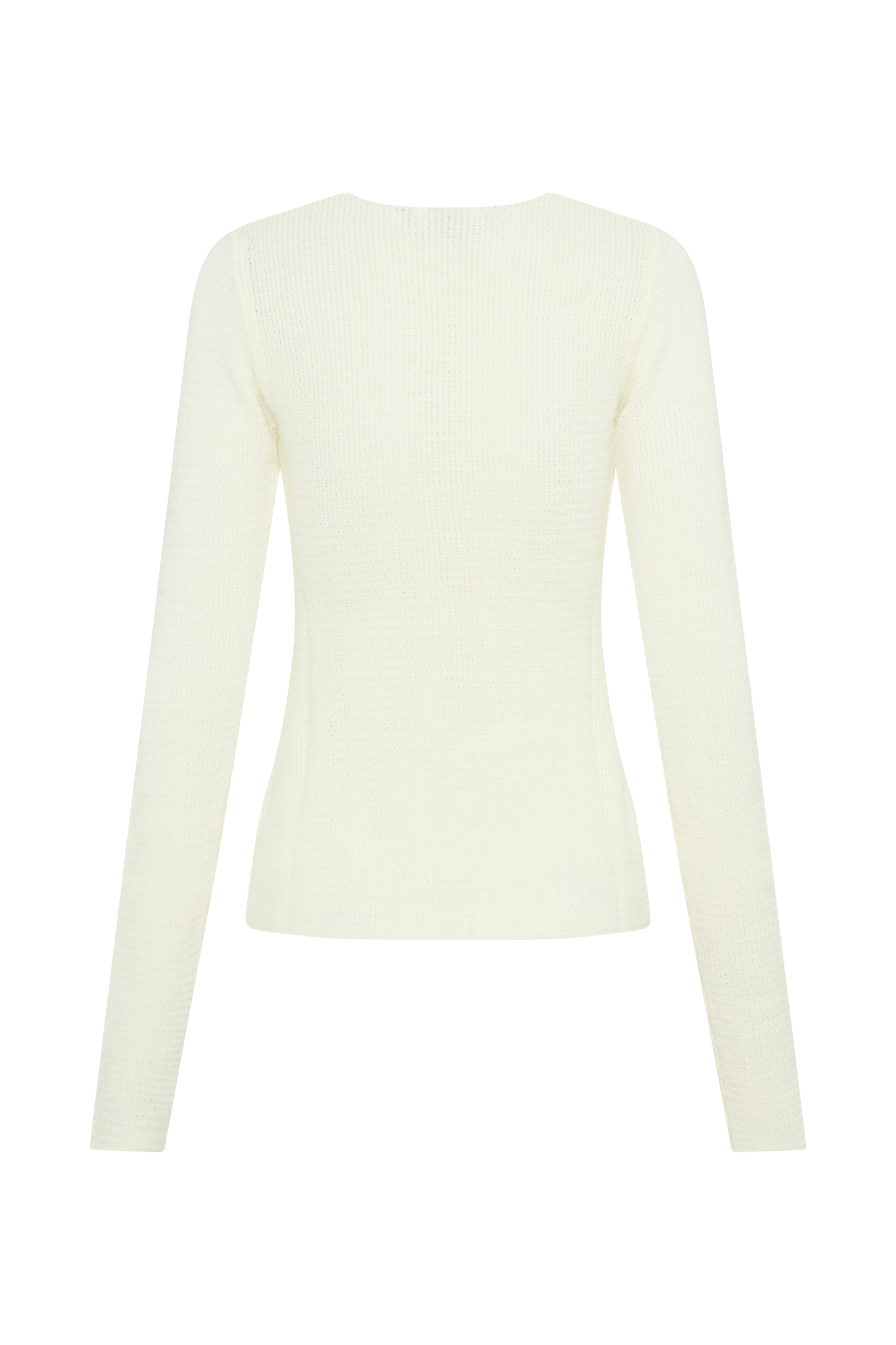 Noah Knit Tie Long Sleeve Top - Ivory #7