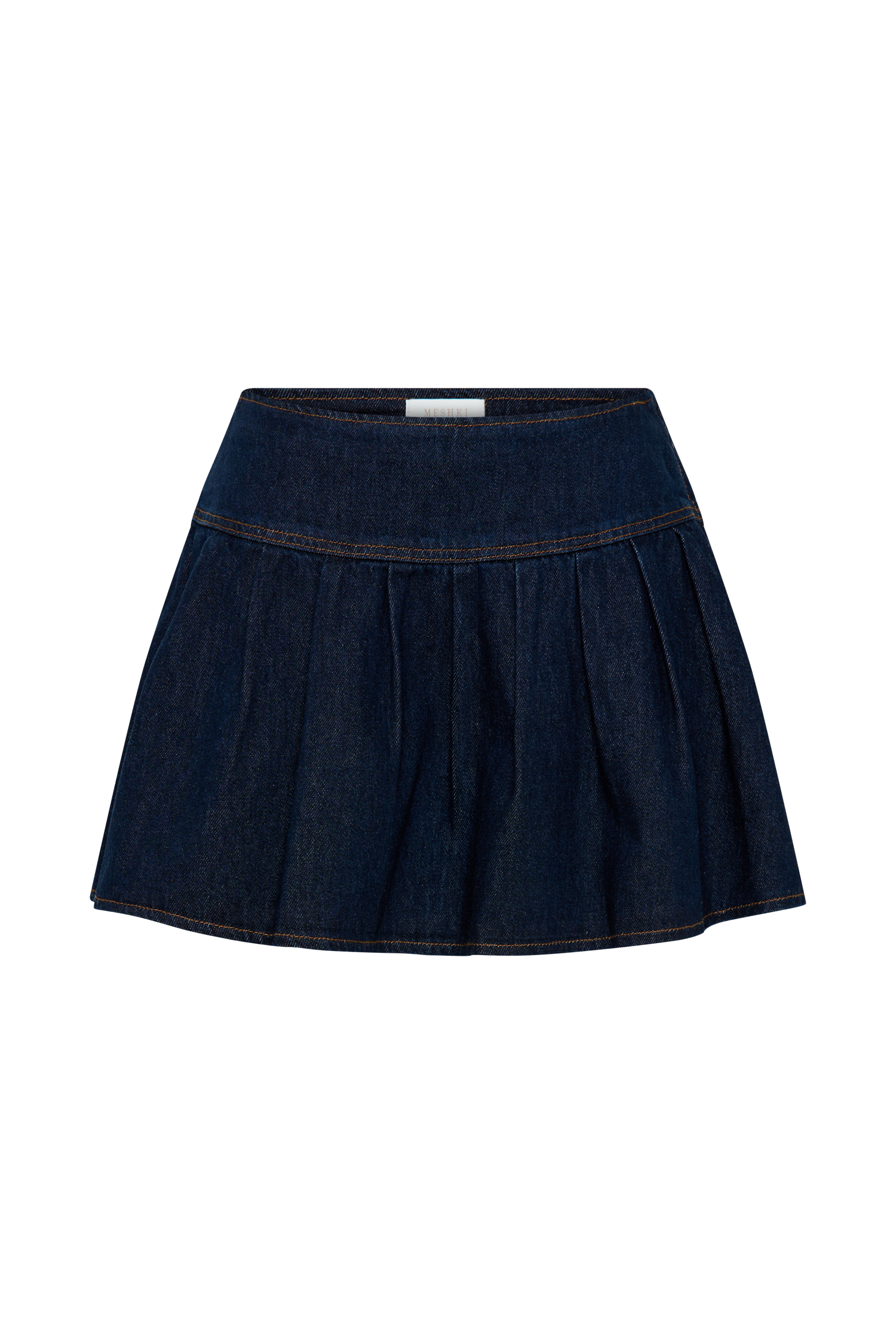 Candice Pleated Denim Mini Skirt - Indigo Blue #8