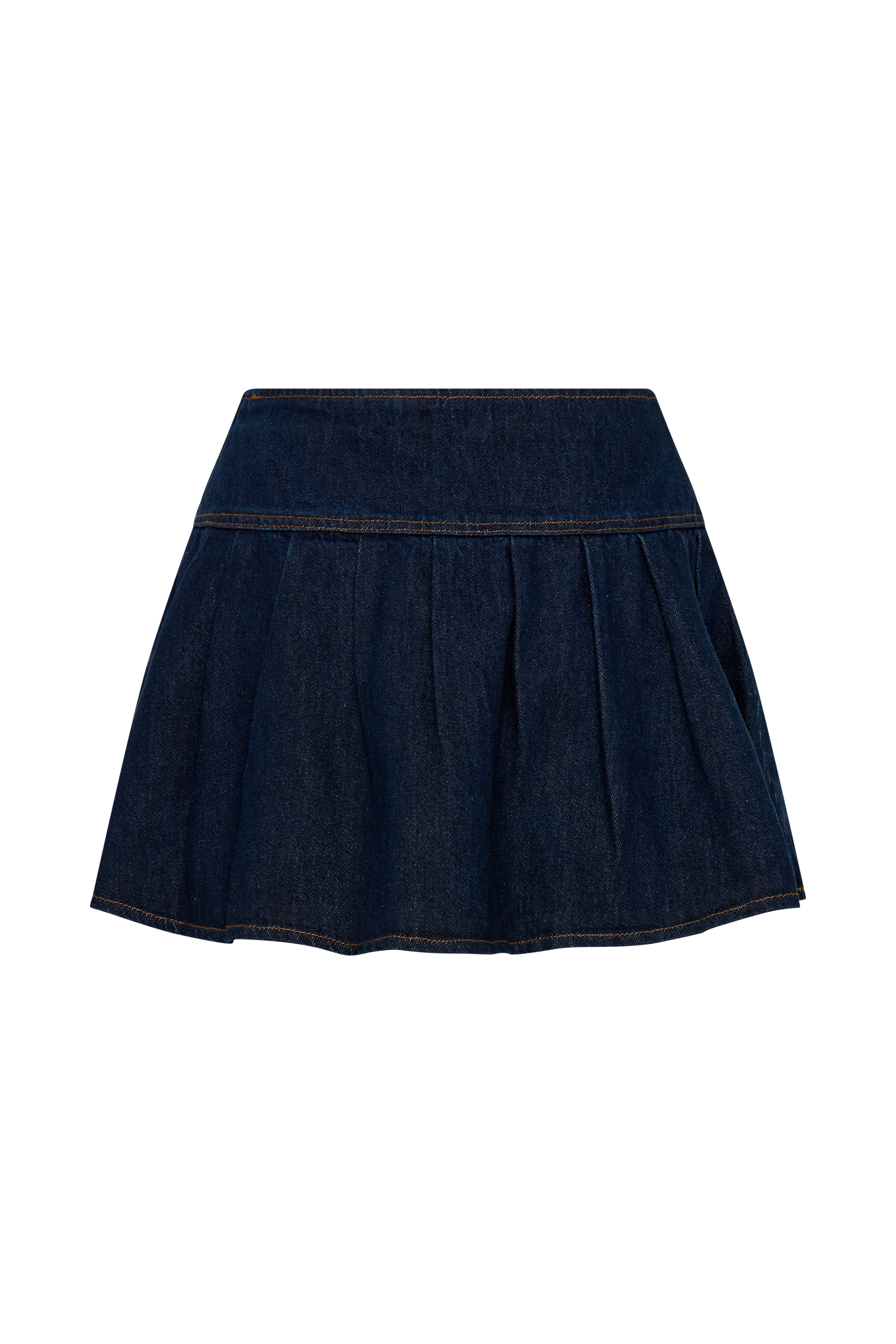 Candice Pleated Denim Mini Skirt - Indigo Blue #7