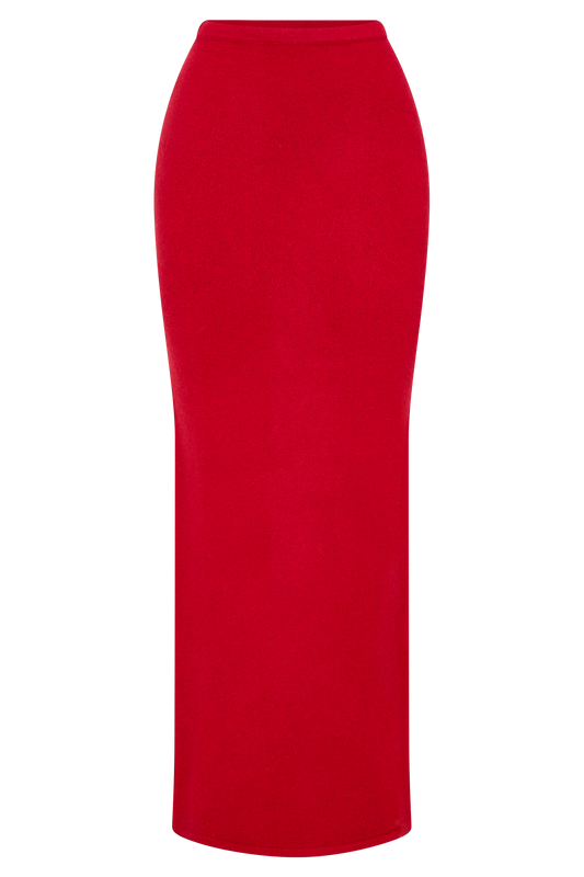 Elise Knit Maxi Skirt - Red