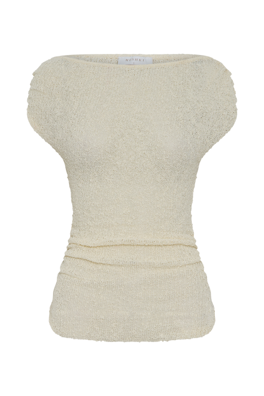 Chloe Off Shoulder Boucle Knit Top - Ivory