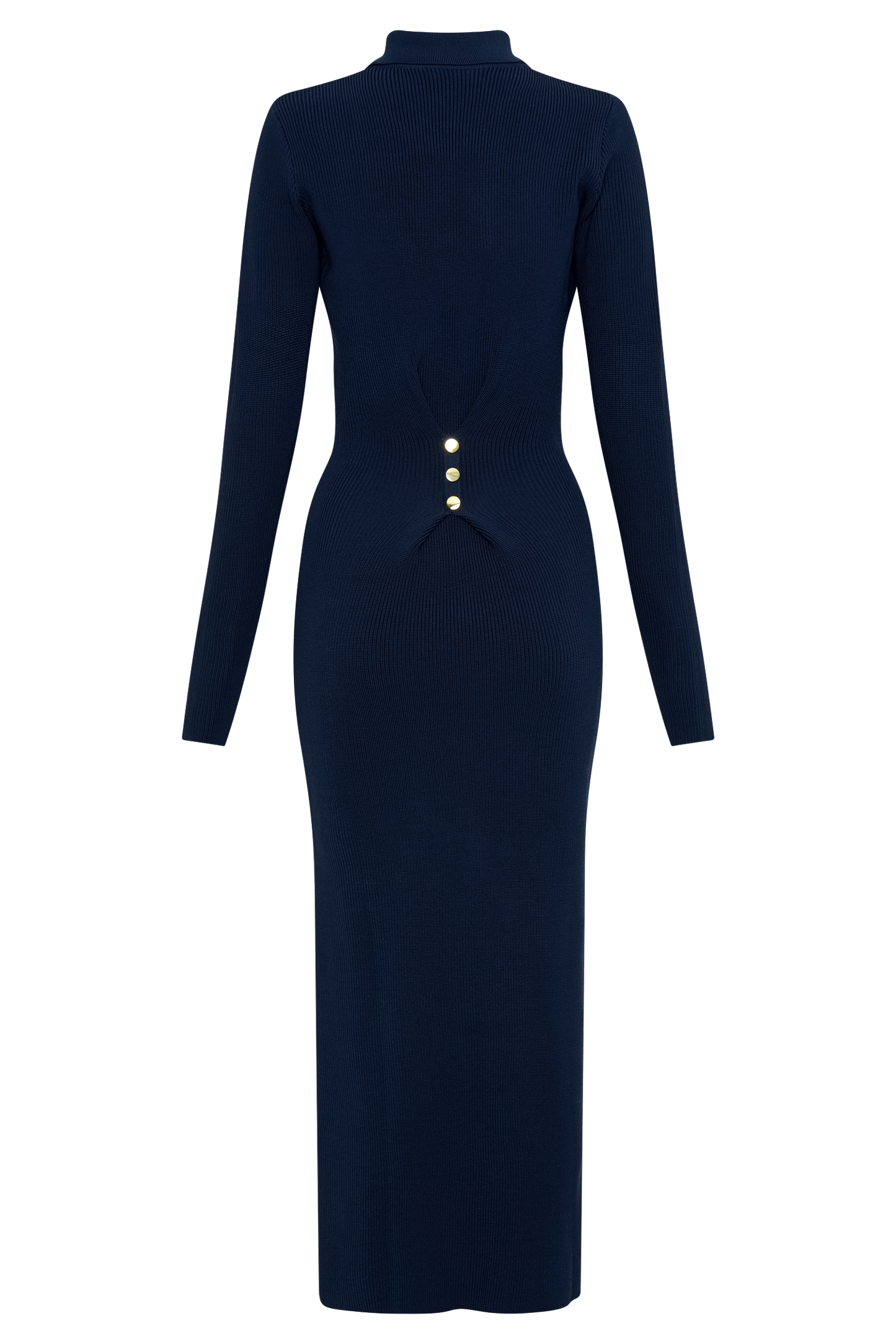 Abbey Buttoned Knit Midi Dress - Navy