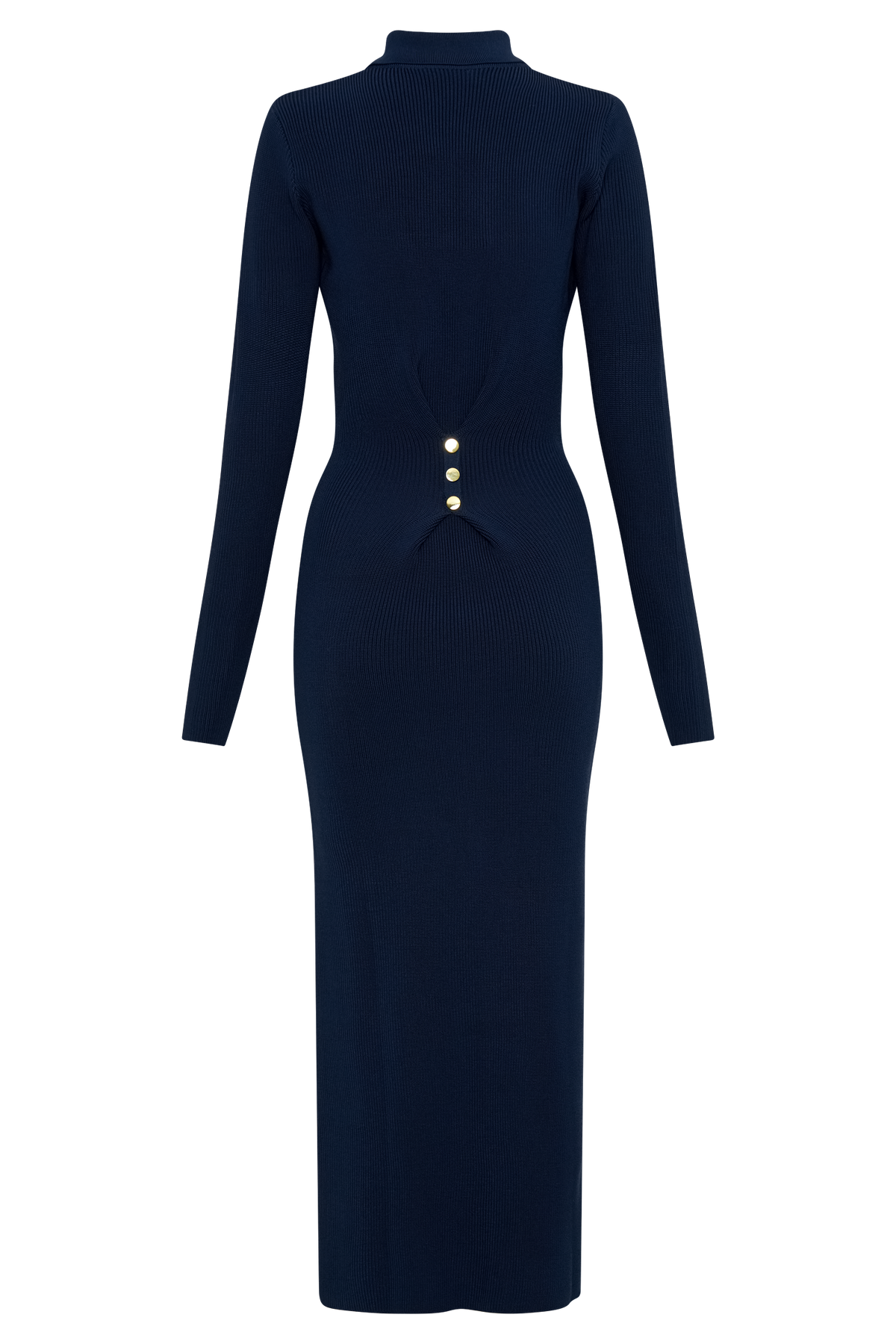 Abbey Buttoned Knit Midi Dress - Navy #6