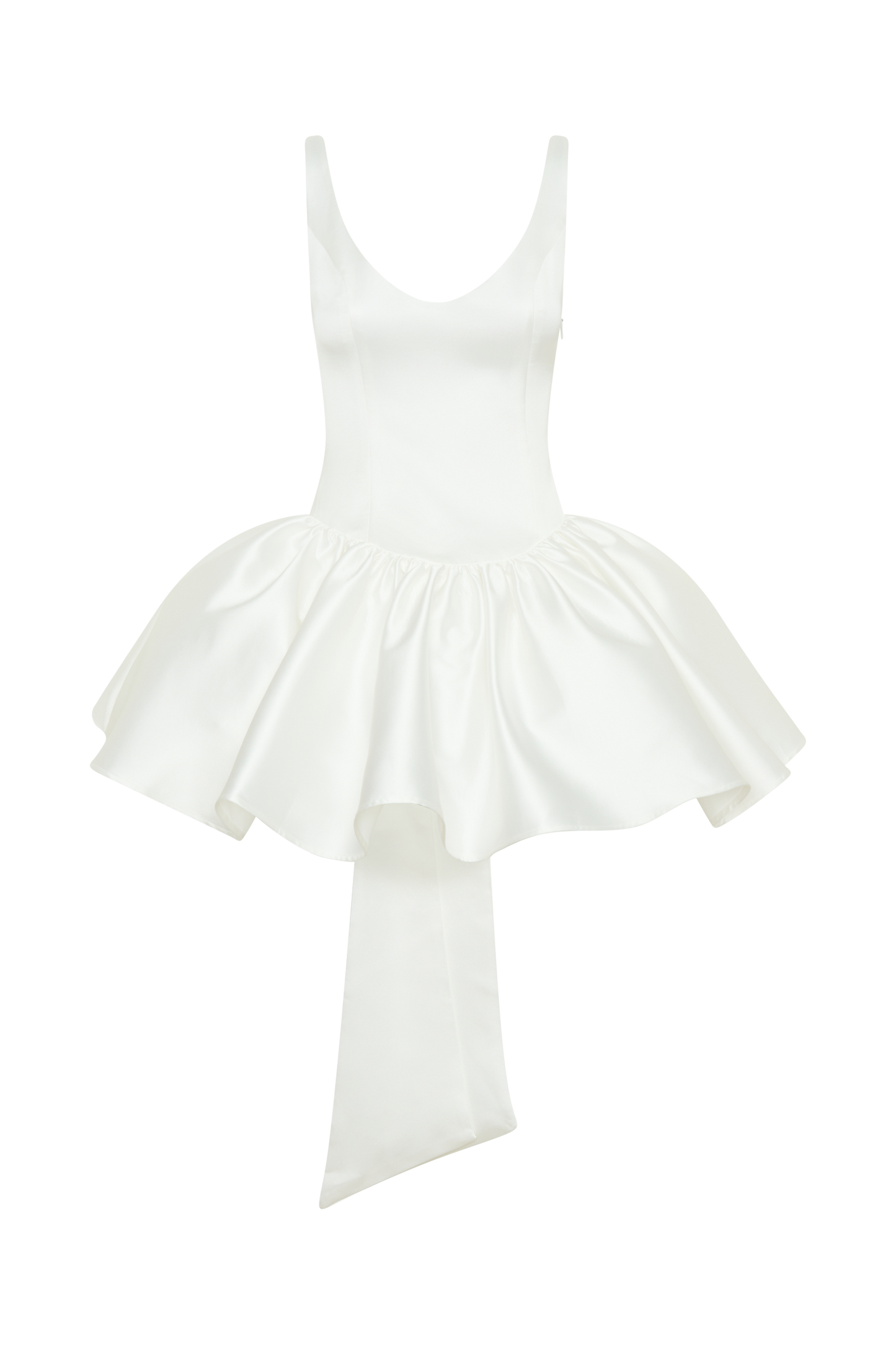 Felicia Satin Mini Dress With Bow - White