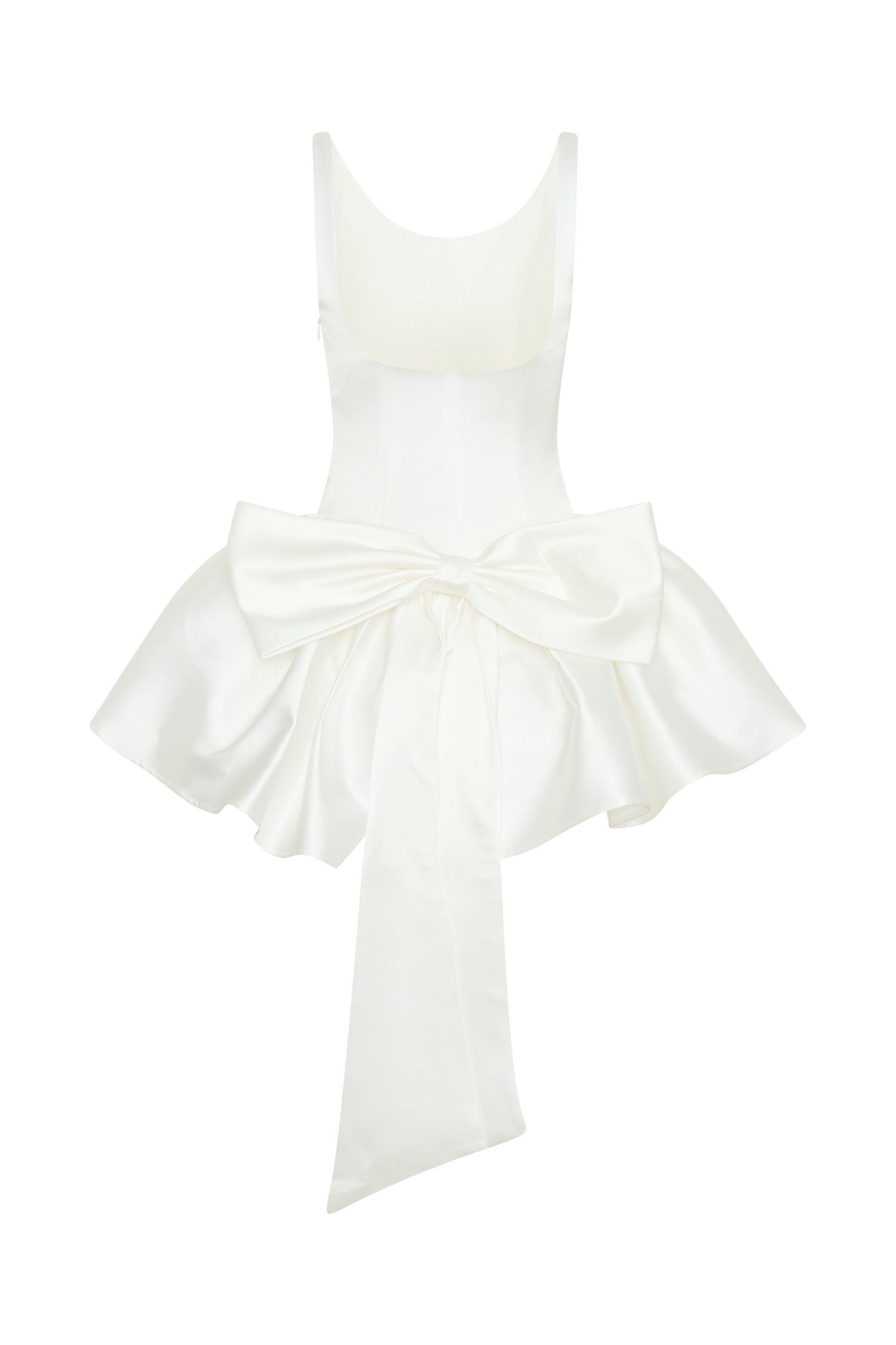 Felicia Satin Mini Dress With Bow - White #7