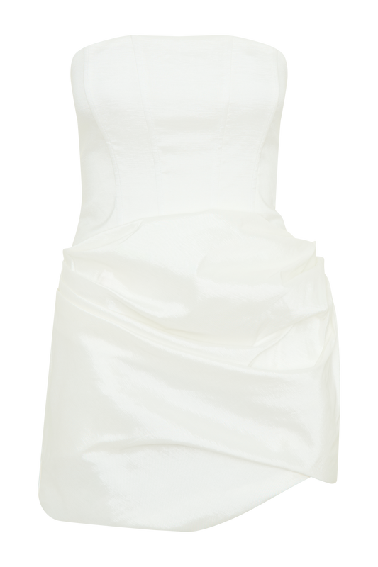 Sasha Taffeta Strapless Corset Mini Dress - White