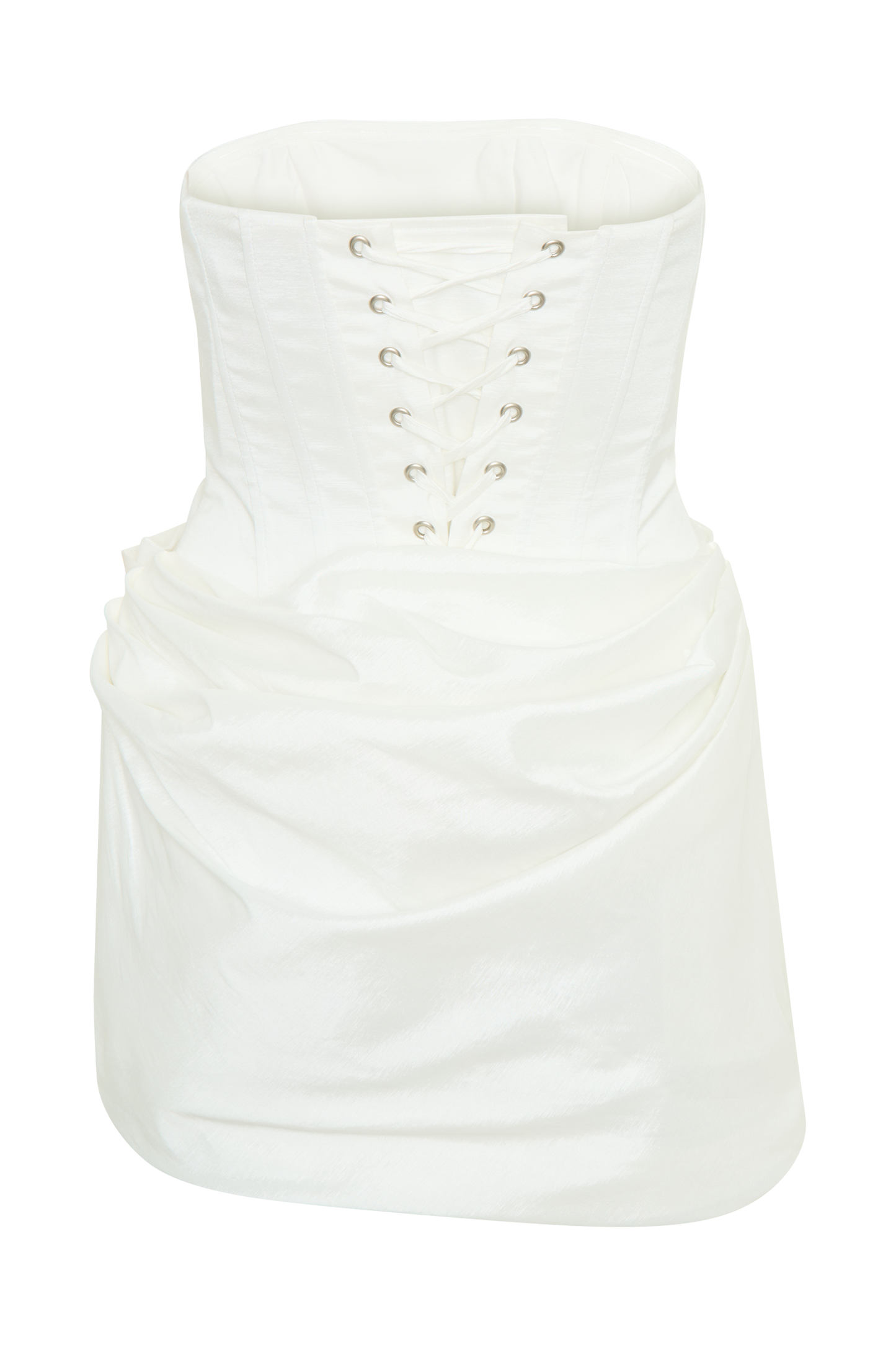 Sasha Taffeta Strapless Corset Mini Dress - White