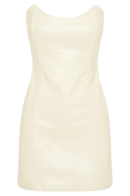 Sophie Faux Leather Strapless Mini Dress - Bone