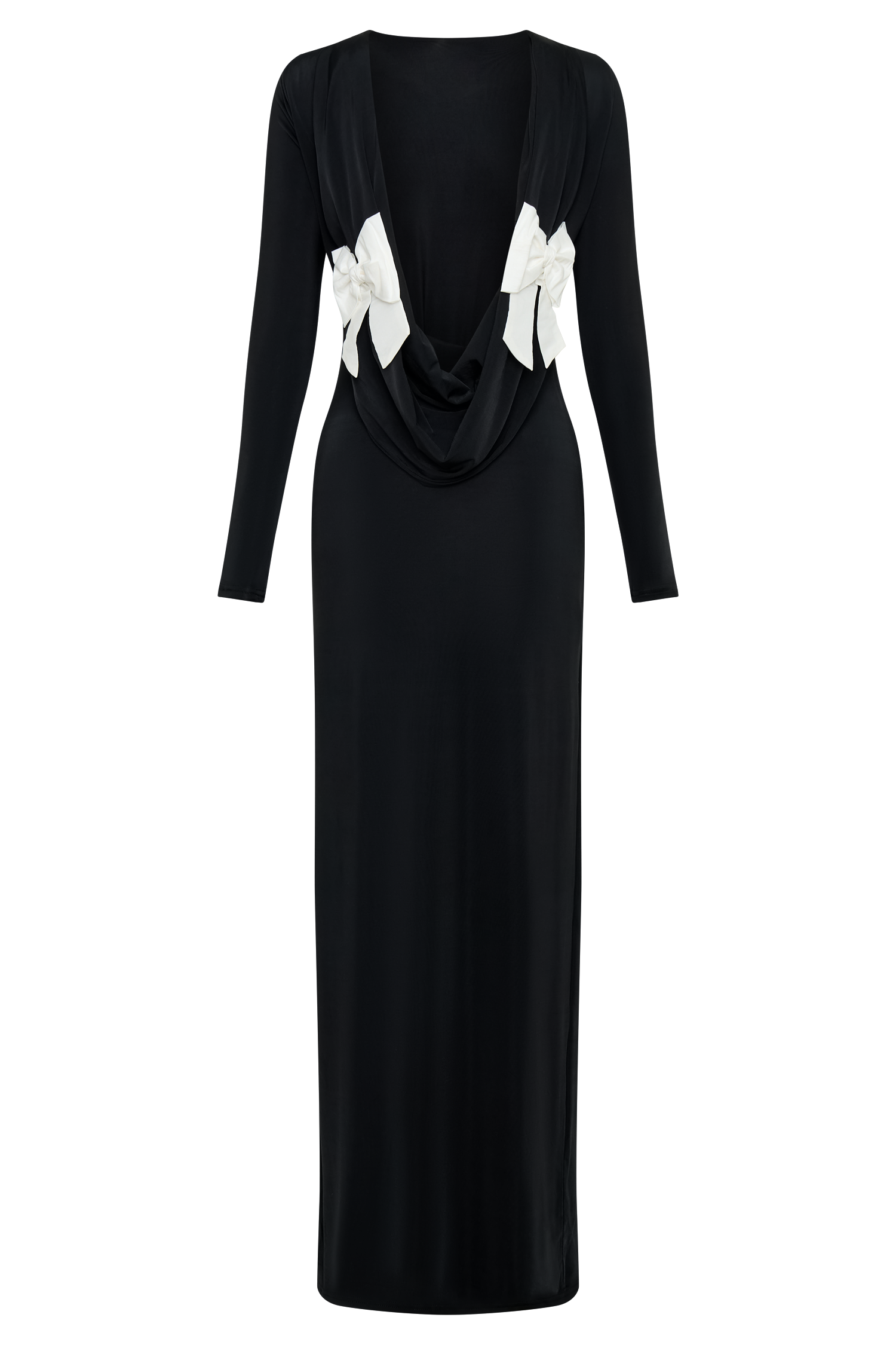 Bennett Slinky Long Sleeve Maxi Dress - Black/White #6