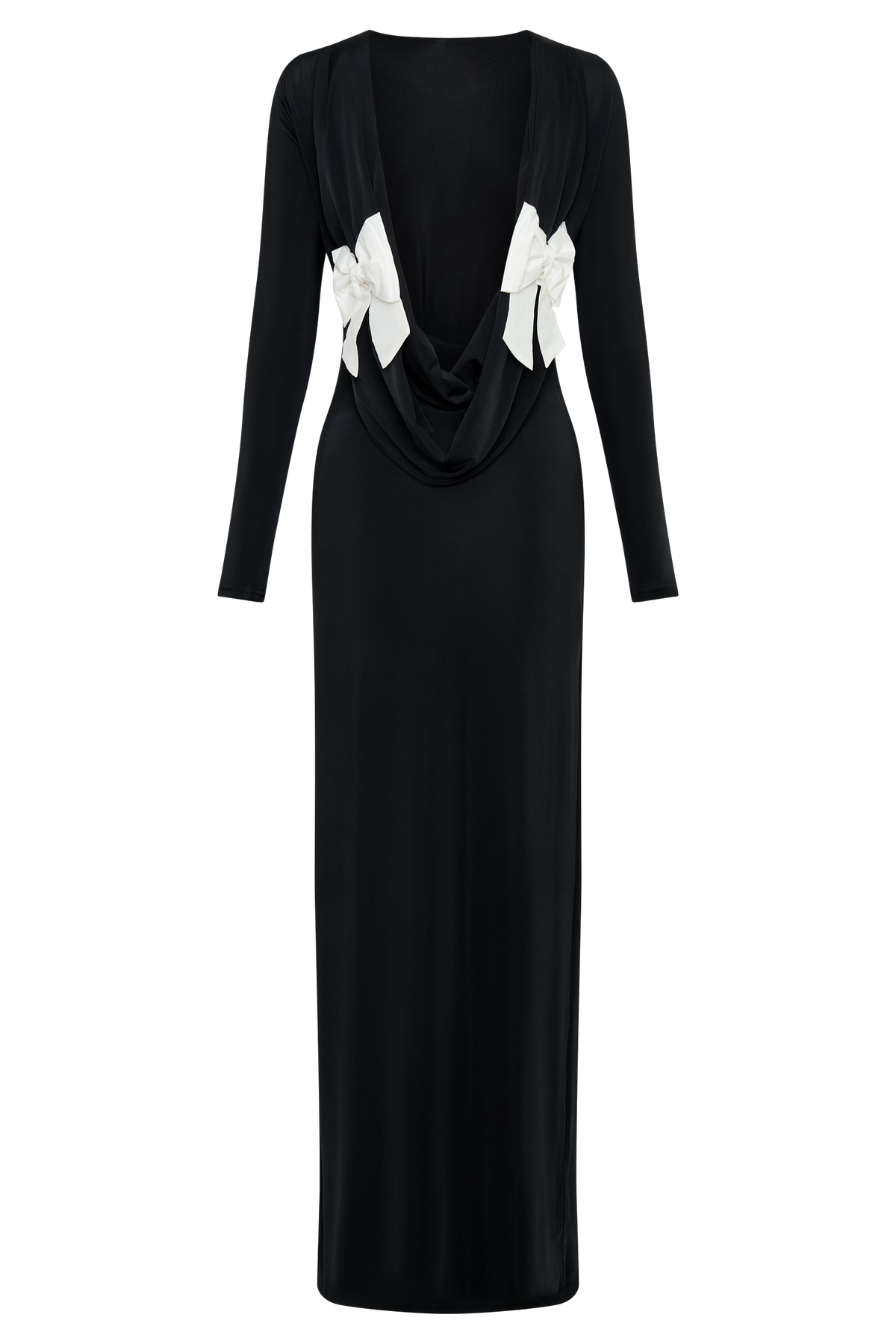 Bennett Slinky Long Sleeve Maxi Dress - Black/White #6