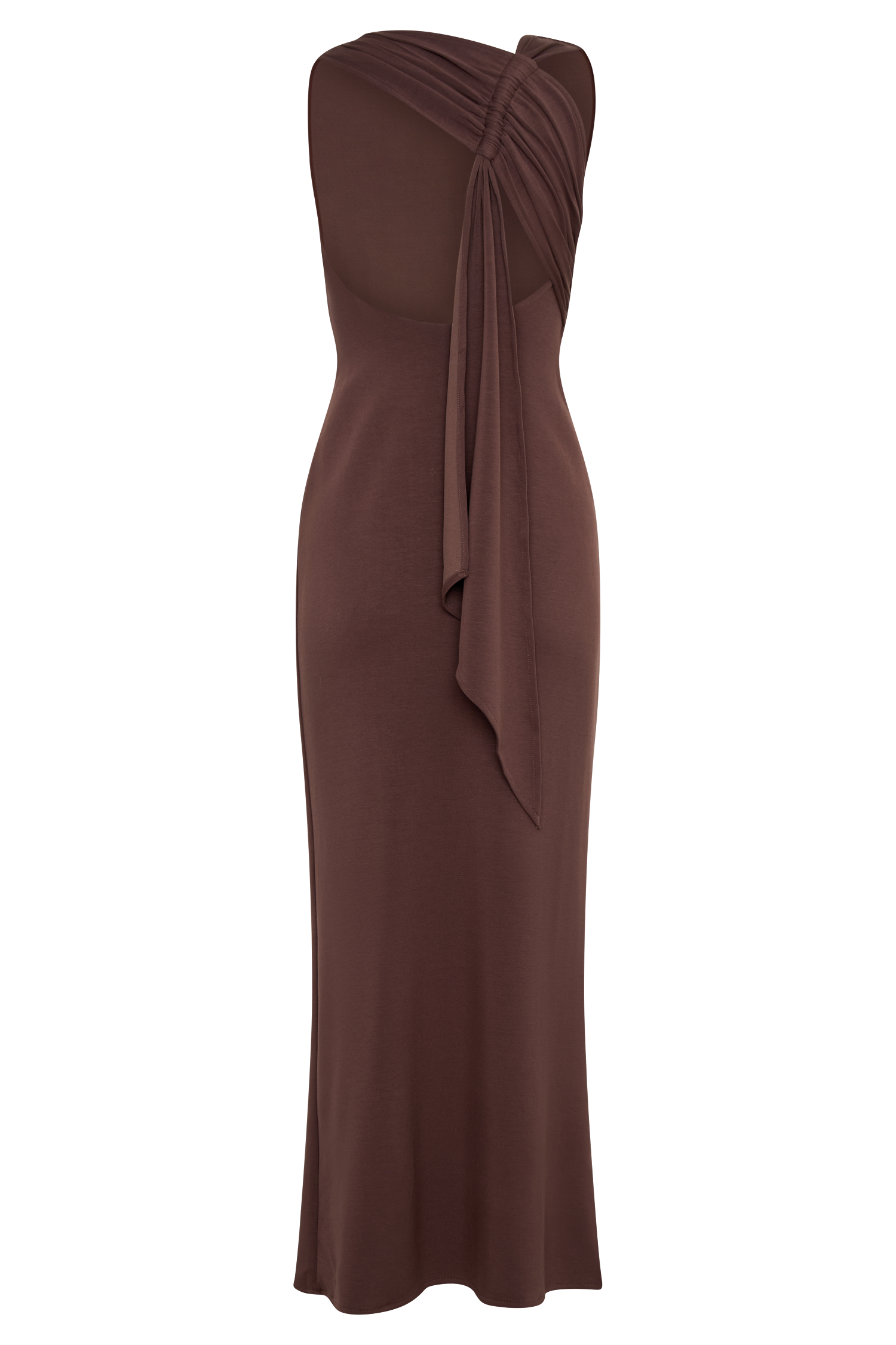 Catelyn Asymmetrical Scuba Jersey Midi Dress - Cacao Brown #6