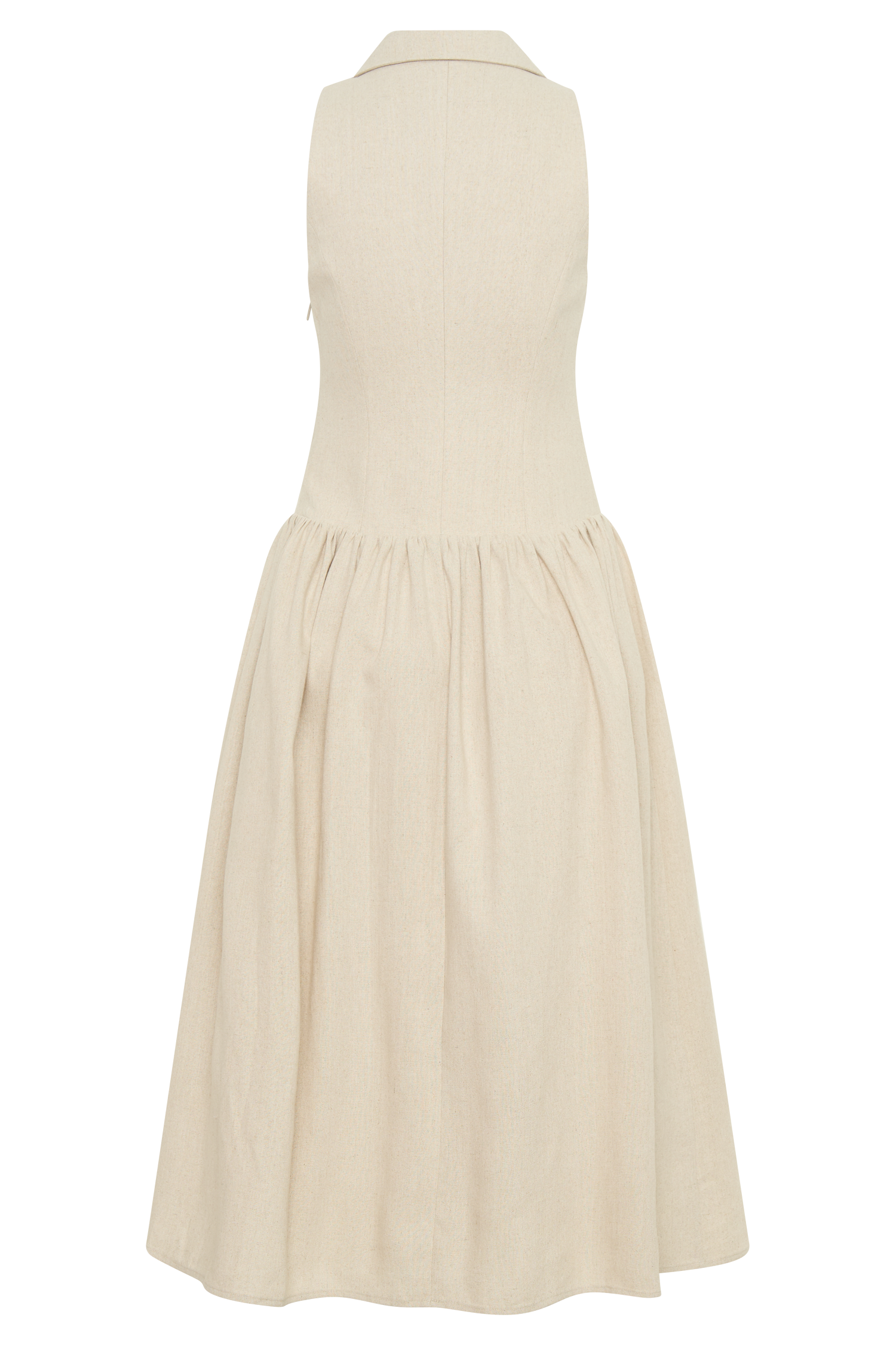 Valery Linen Midi Collar Dress - Natural #7