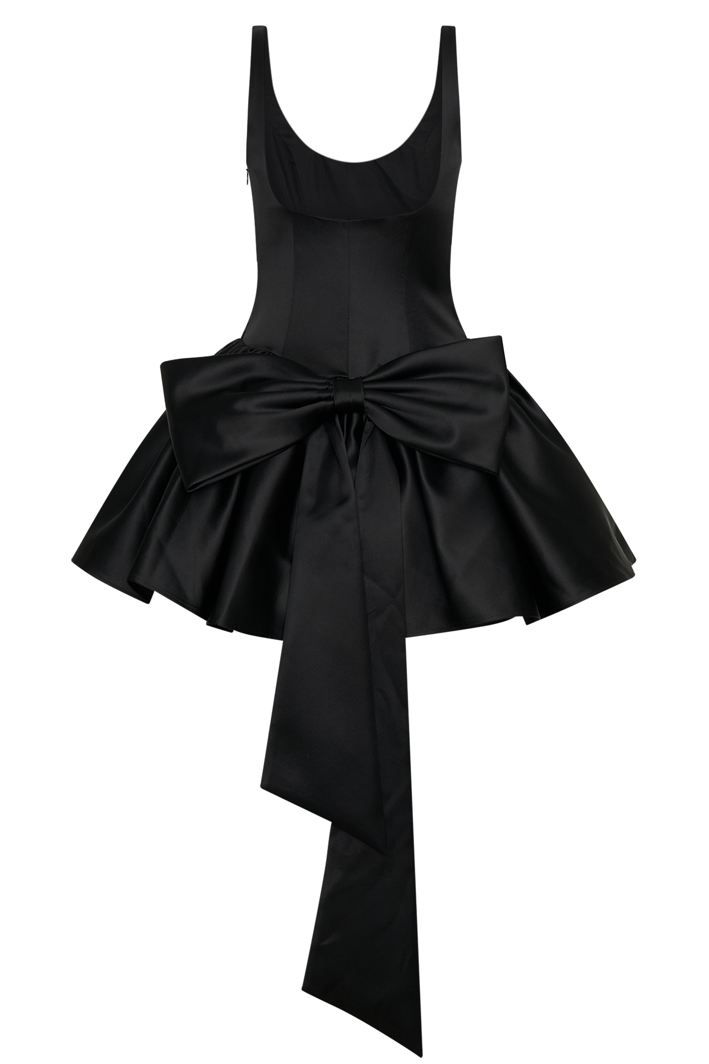 Felicia Satin Mini Dress With Bow - Black