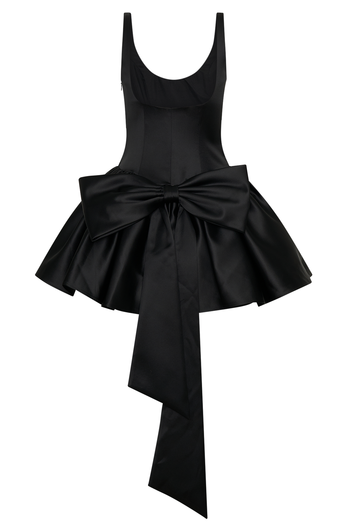 Felicia Satin Mini Dress With Bow - Black #7