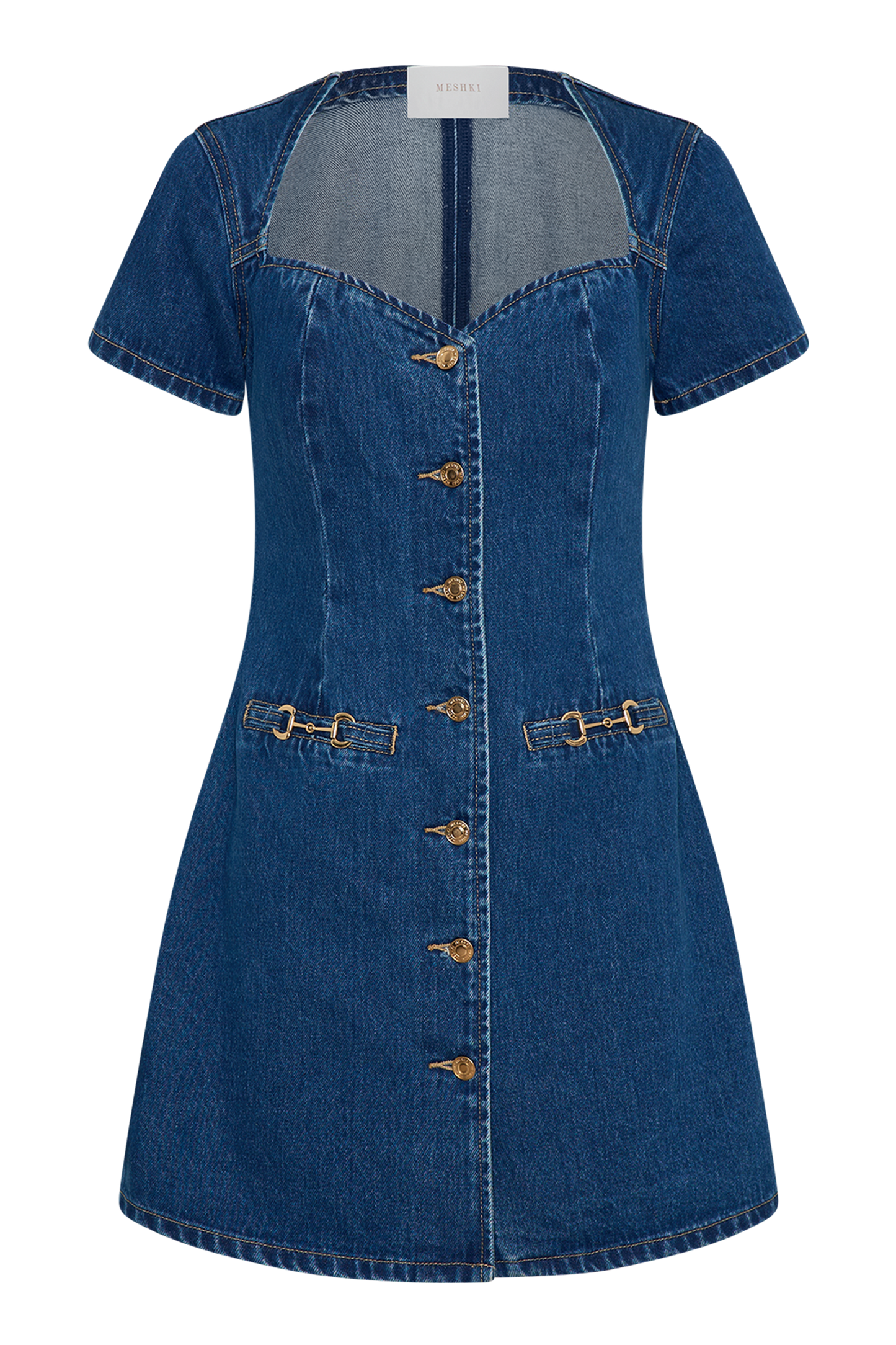 Monica Sweetheart Denim Mini Dress - Dark Blue