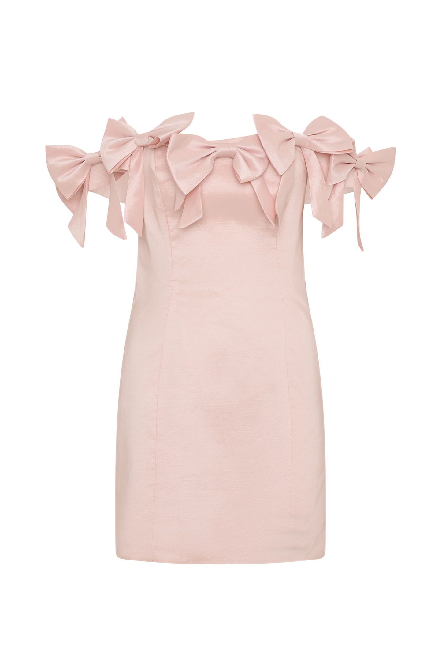 Rose Strapless Bow Mini Dress - Powder Pink