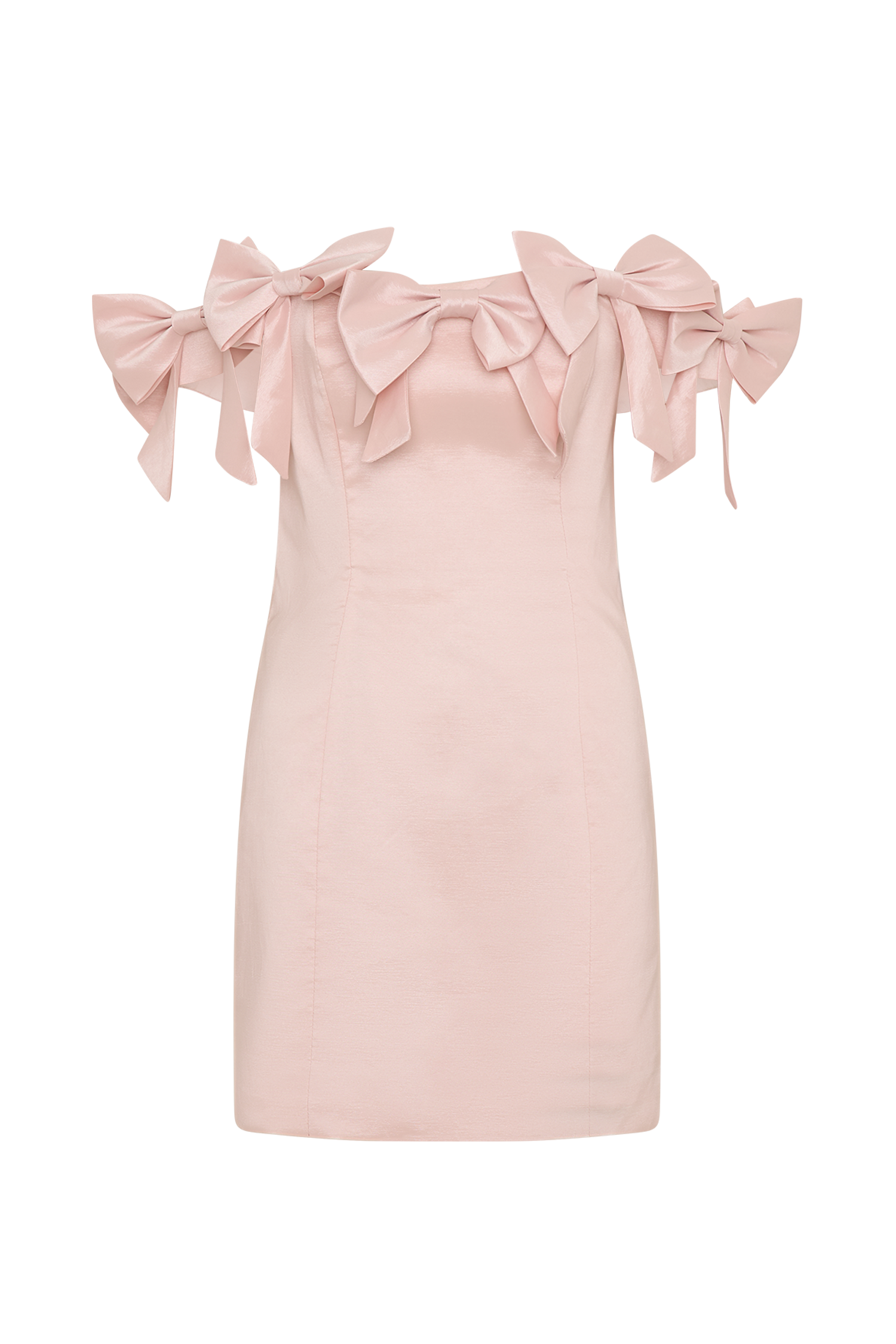 Rose Strapless Bow Mini Dress - Powder Pink #10