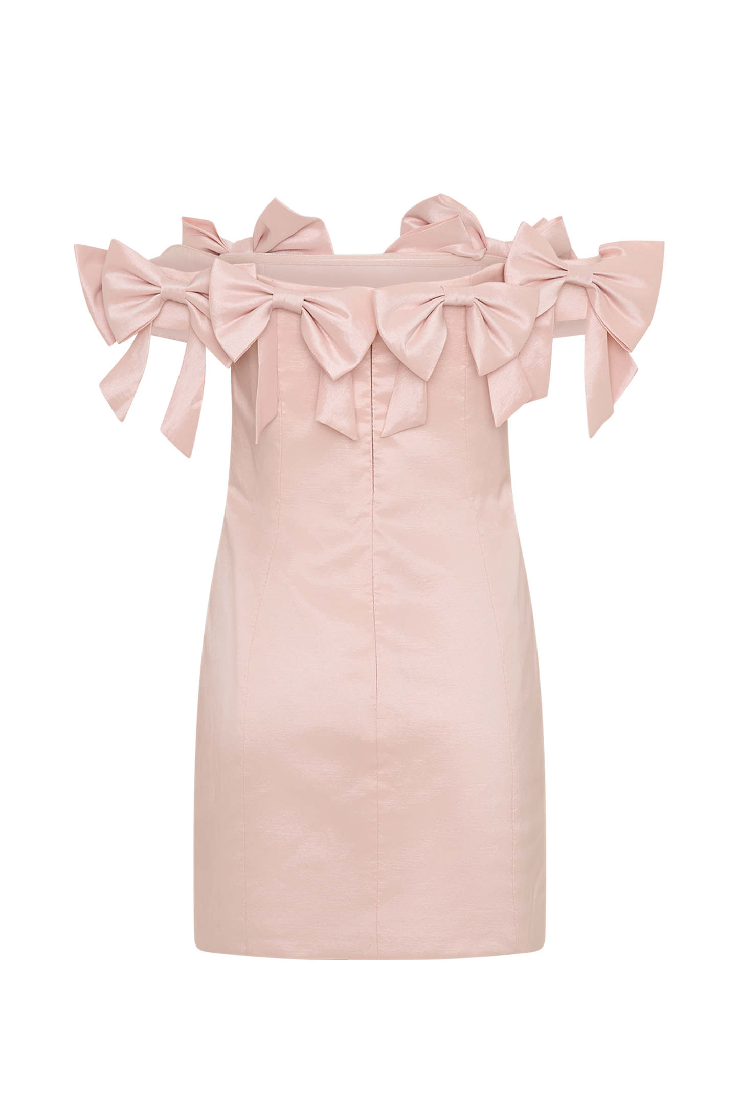 Rose Strapless Bow Mini Dress - Powder Pink