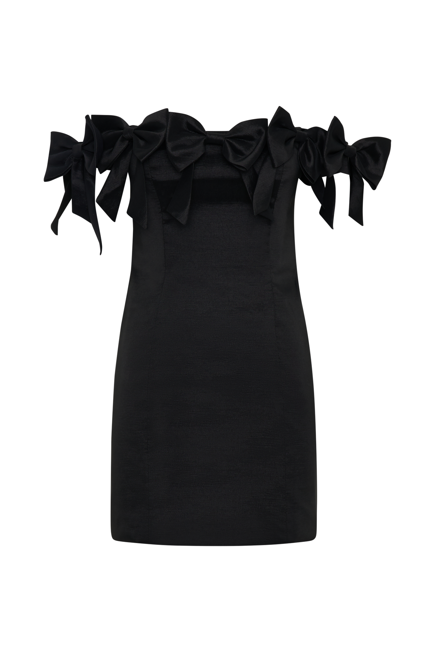 Rose Strapless Bow Mini Dress - Black