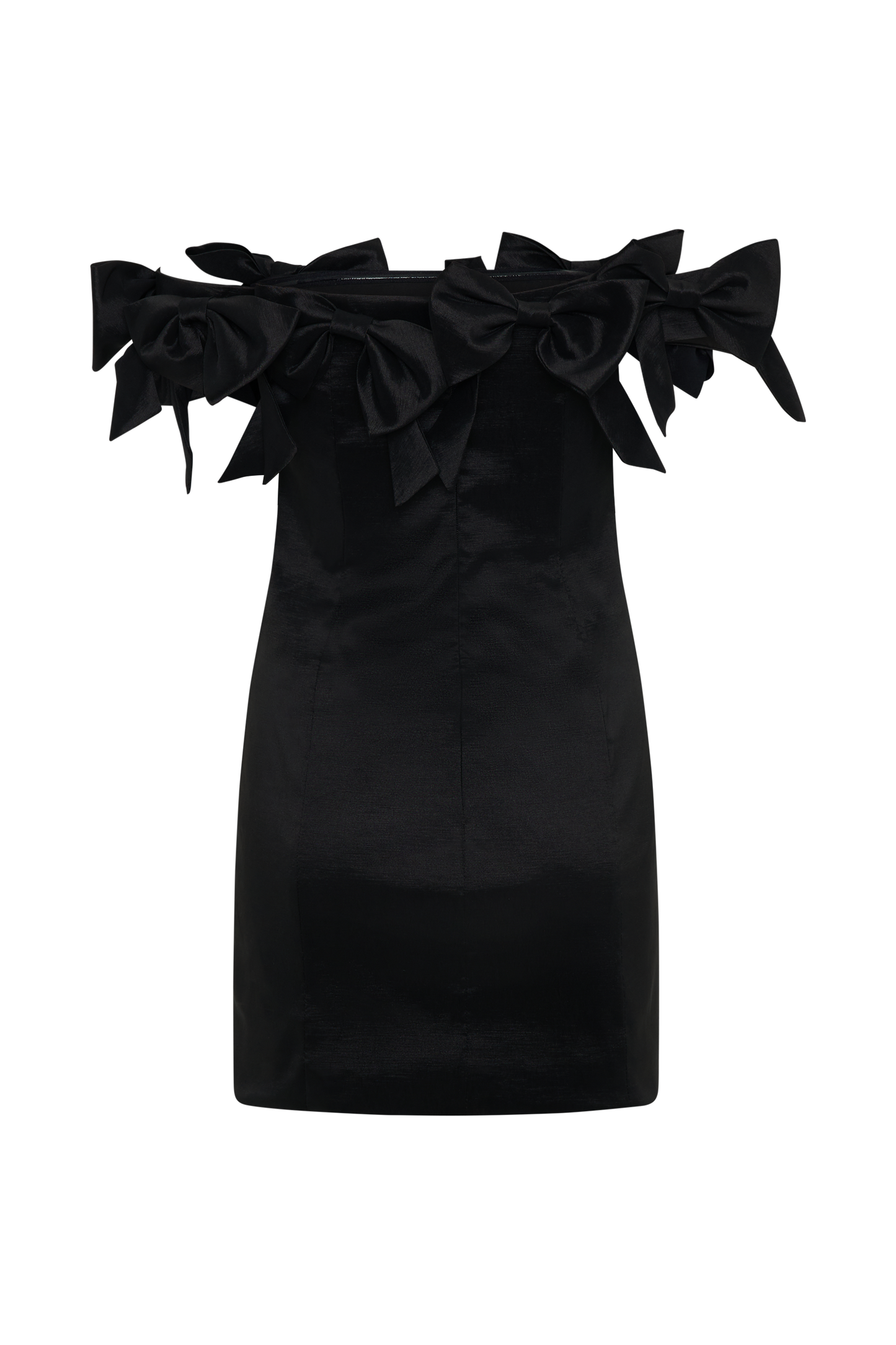 Rose Strapless Bow Mini Dress - Black