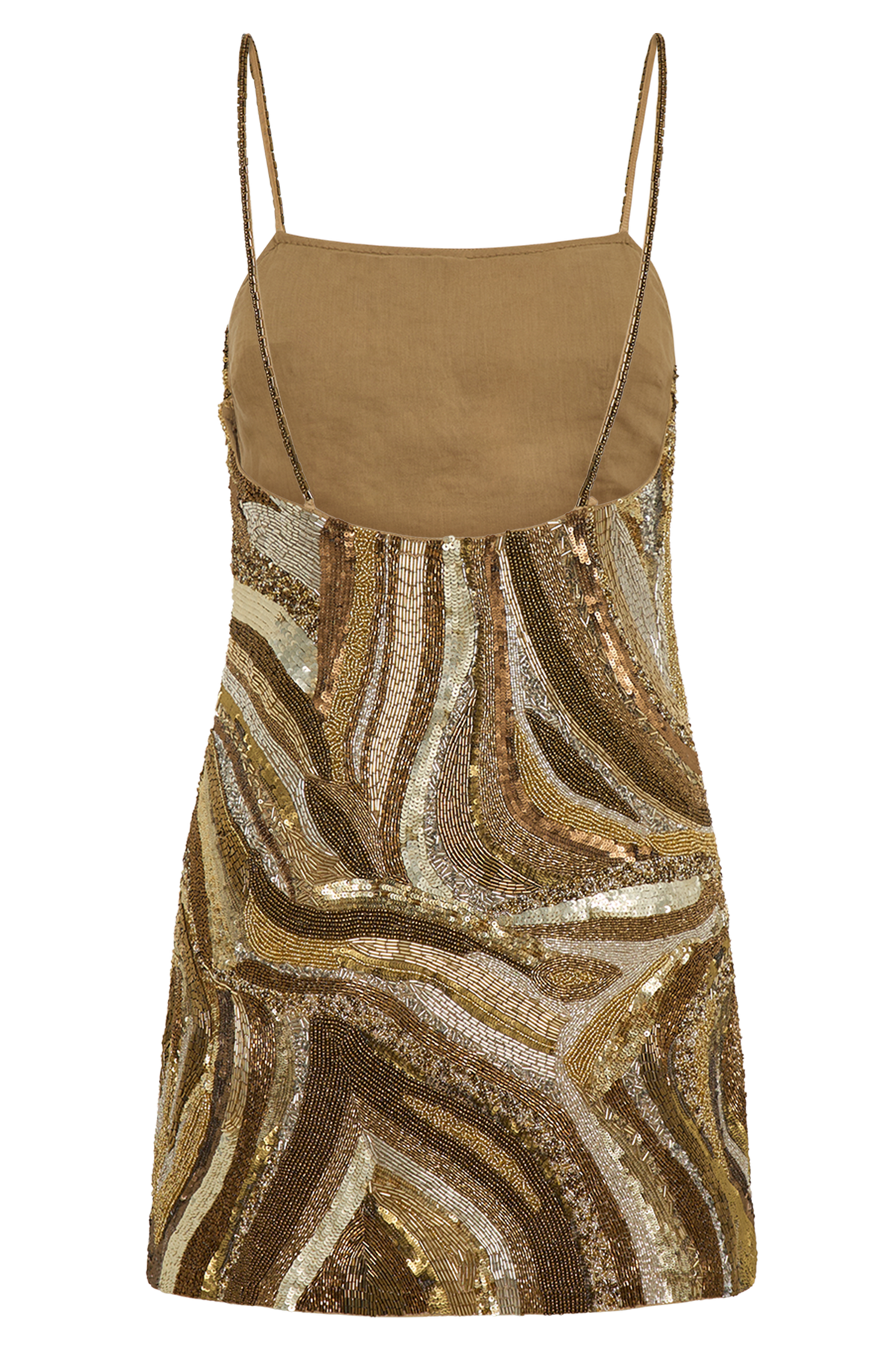 Eloise Hand Beaded Mini Dress - Gold Swirl Print #7