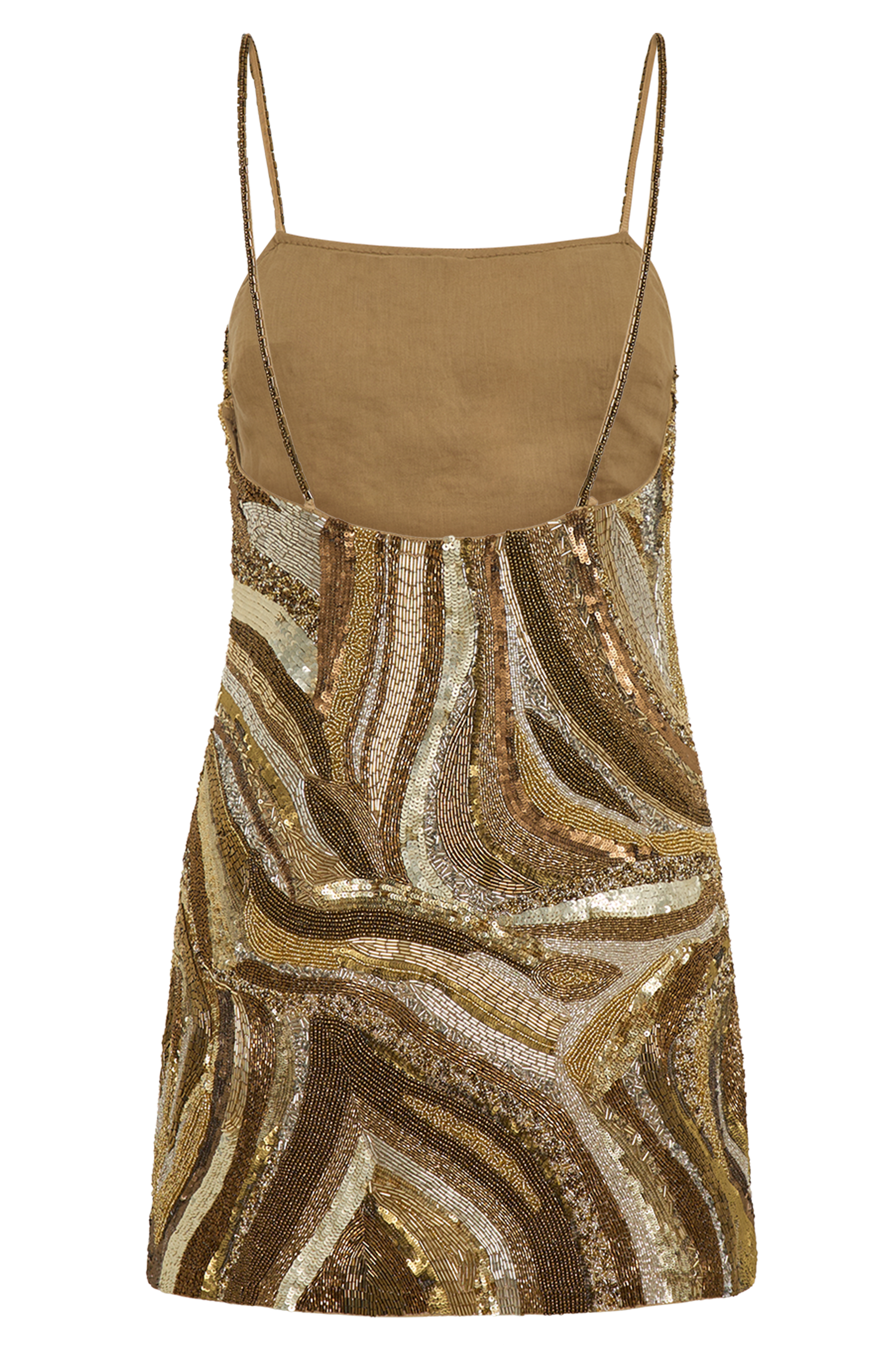 Eloise Hand Beaded Mini Dress - Gold Swirl Print #9