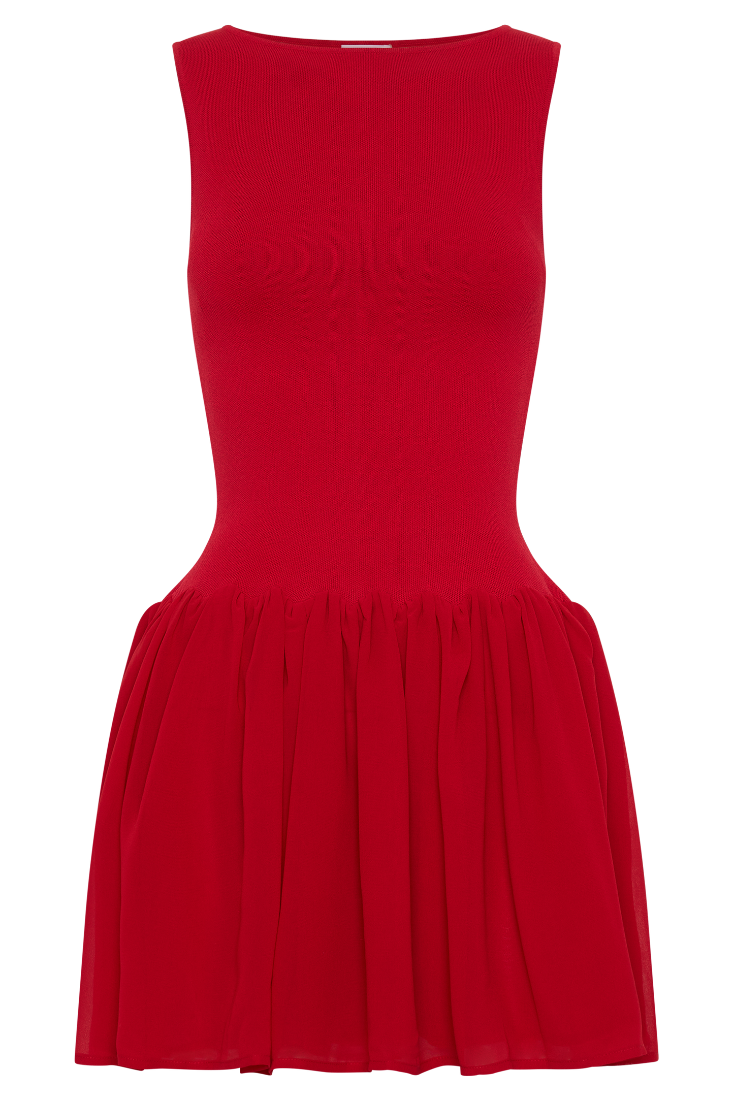 Ashleigh Knit And Chiffon Mini Dress - Red