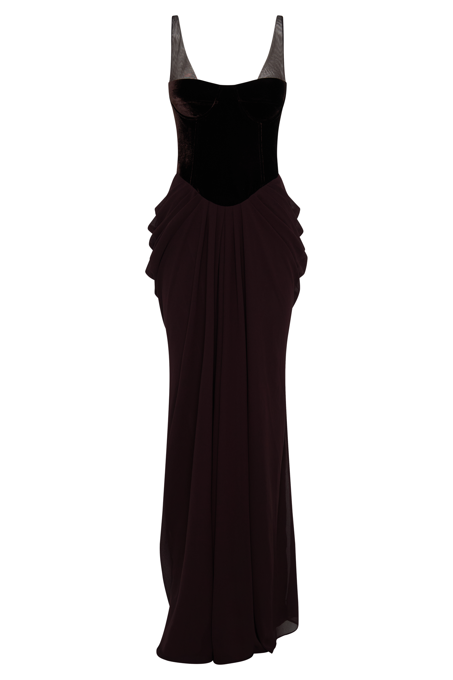 Roxanne Velvet Corset Maxi Dress - Cacao Brown #7
