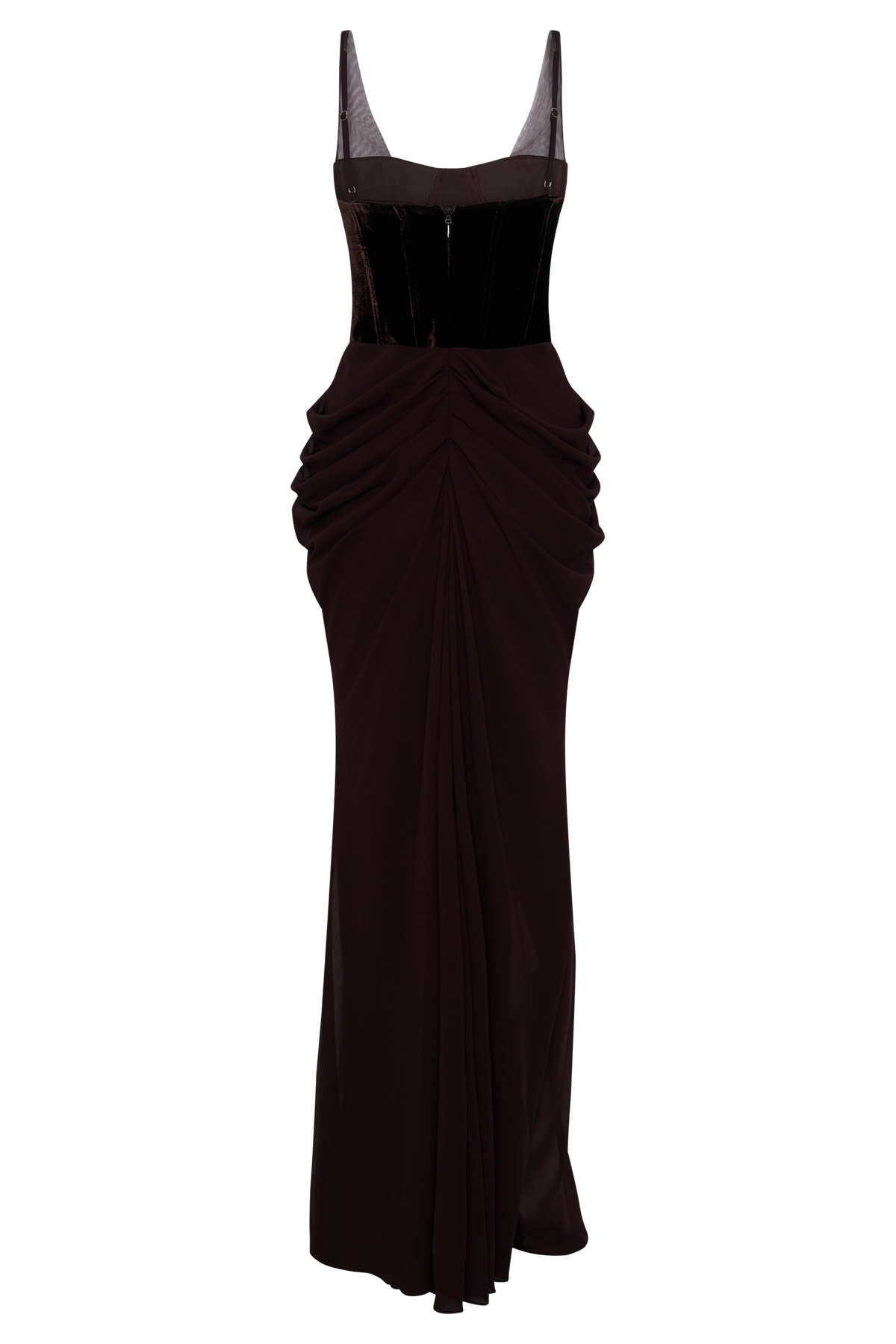 Roxanne Velvet Corset Maxi Dress - Cacao Brown