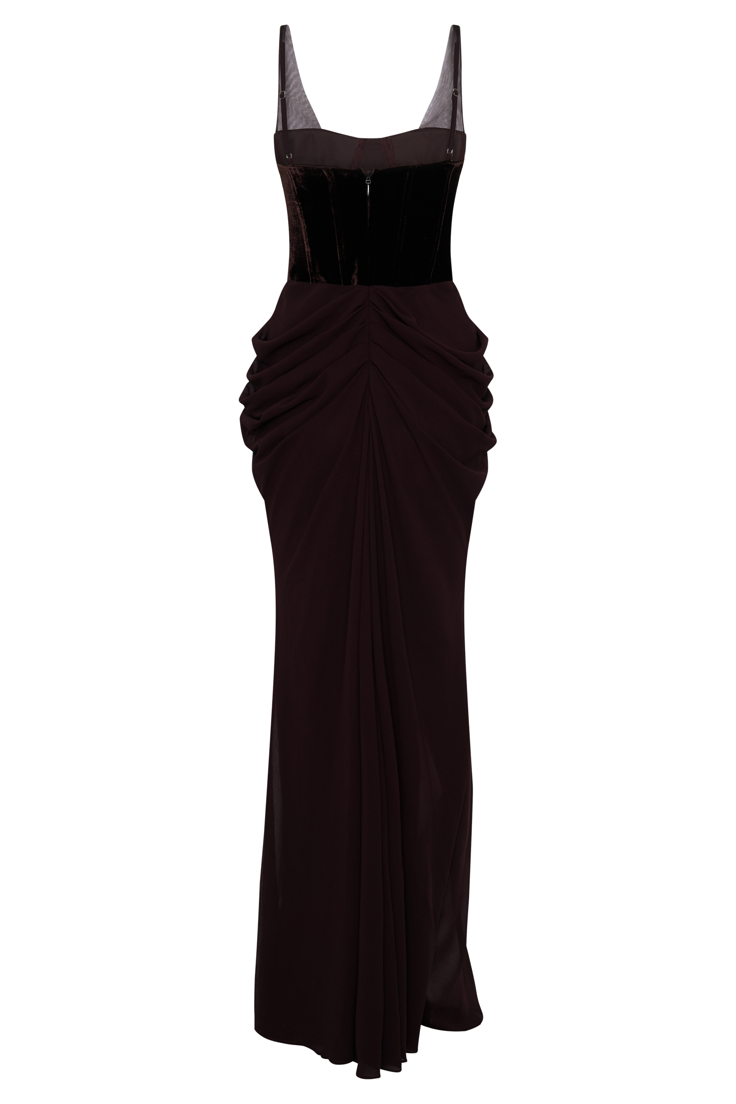 Roxanne Velvet Corset Maxi Dress - Cacao Brown #6
